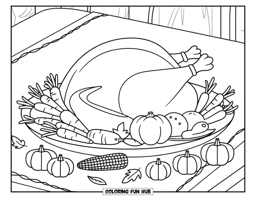 Thanksgiving Kleurplaat voor Kinderen: Een klassiek Thanksgiving-stuk