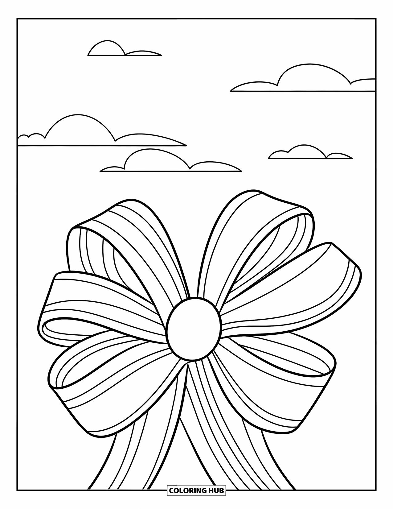 Kleurplaat Strik voor Kinderen: Een prachtig ontworpen strik met gelaagde lussen, geplaatst op een cilindrisch object