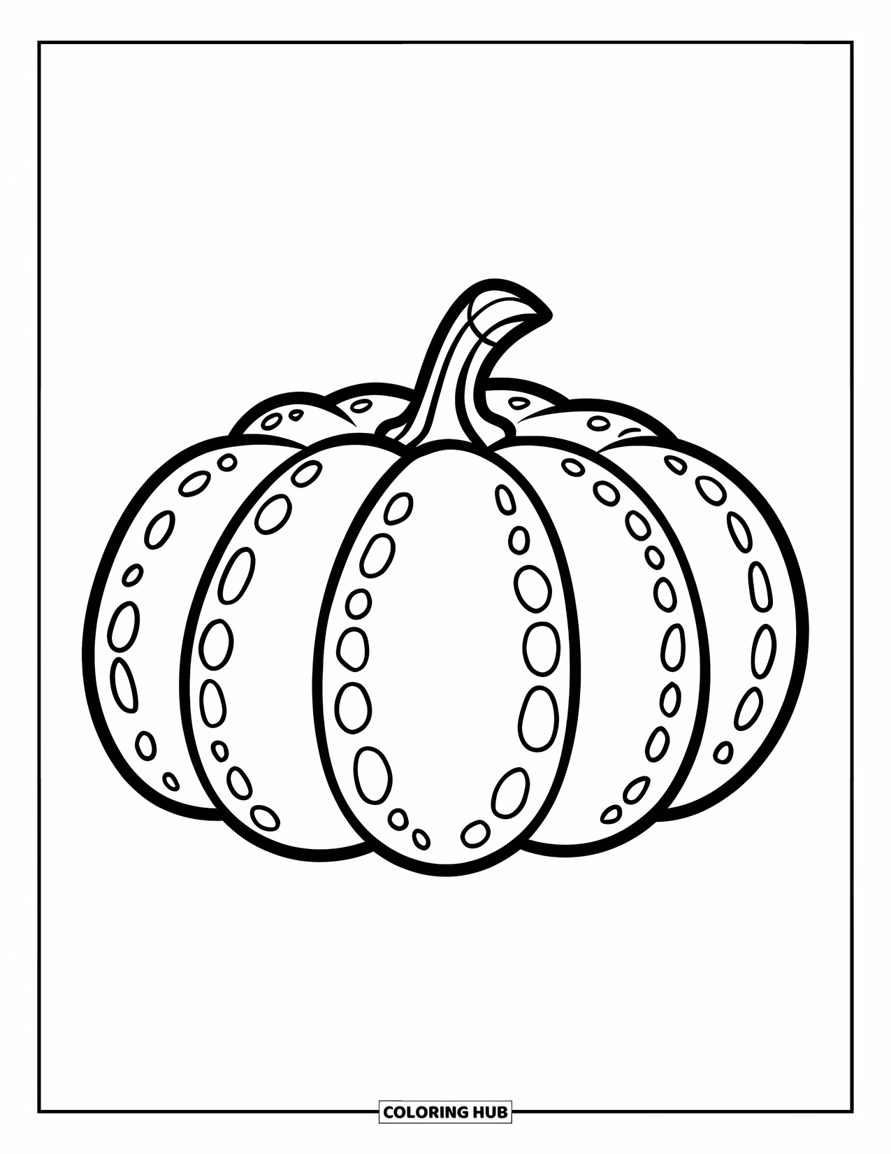 Coloriage de citrouille pour enfants : Citrouille avec un motif pointillé sur toute sa surface