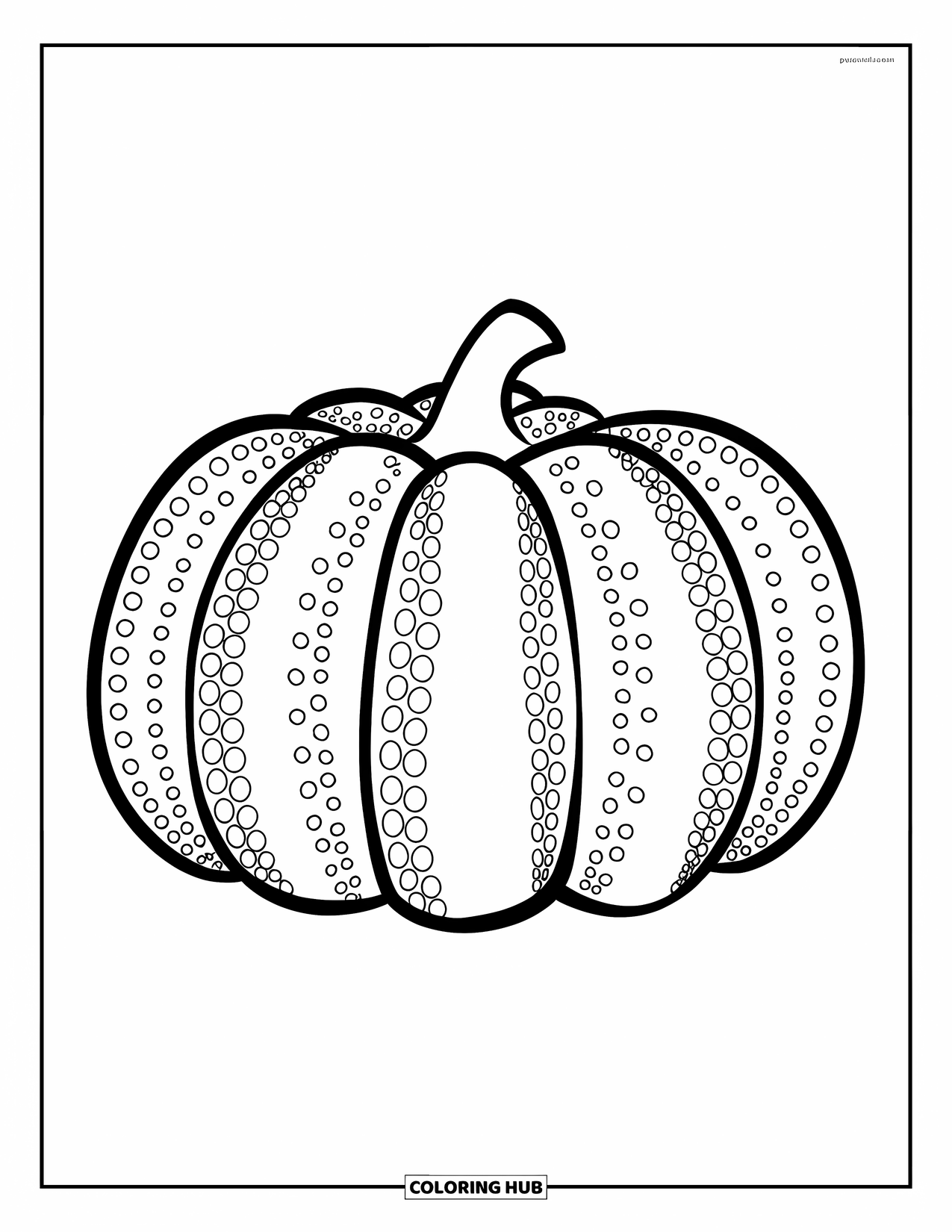 Coloriage de citrouille pour enfants : Citrouille avec de petits points uniformément espacés et un contour audacieux