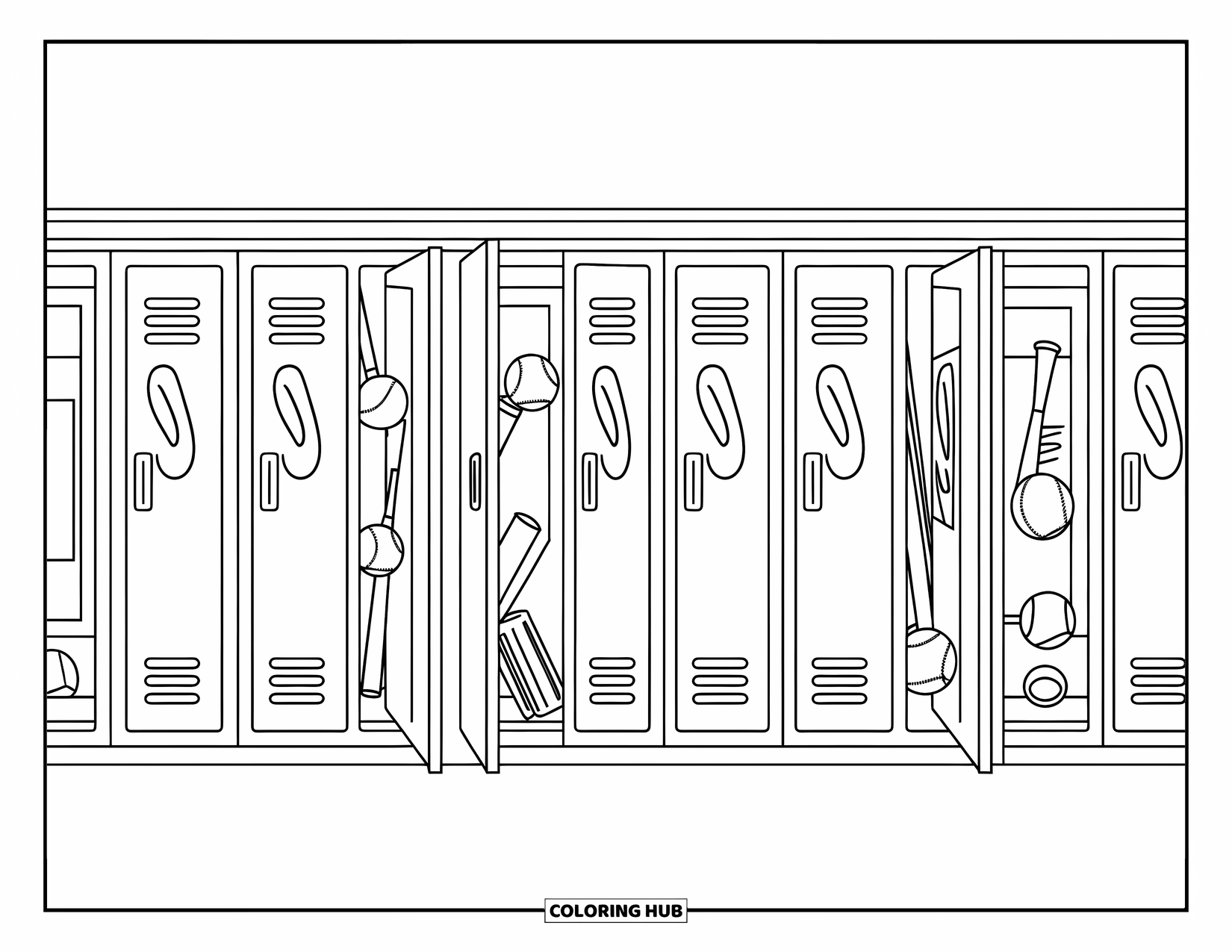 Desen de colorat cu baseball pentru copii: Mingi de baseball aliniate cu cusături jucăușe și modele creative