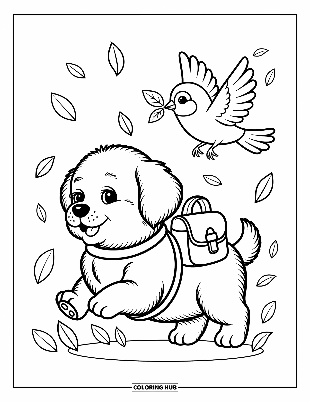 Dog Coloring Page for Adults: A relaxed Pug snuggles into a pile of soft pillows, dreaming peacefully