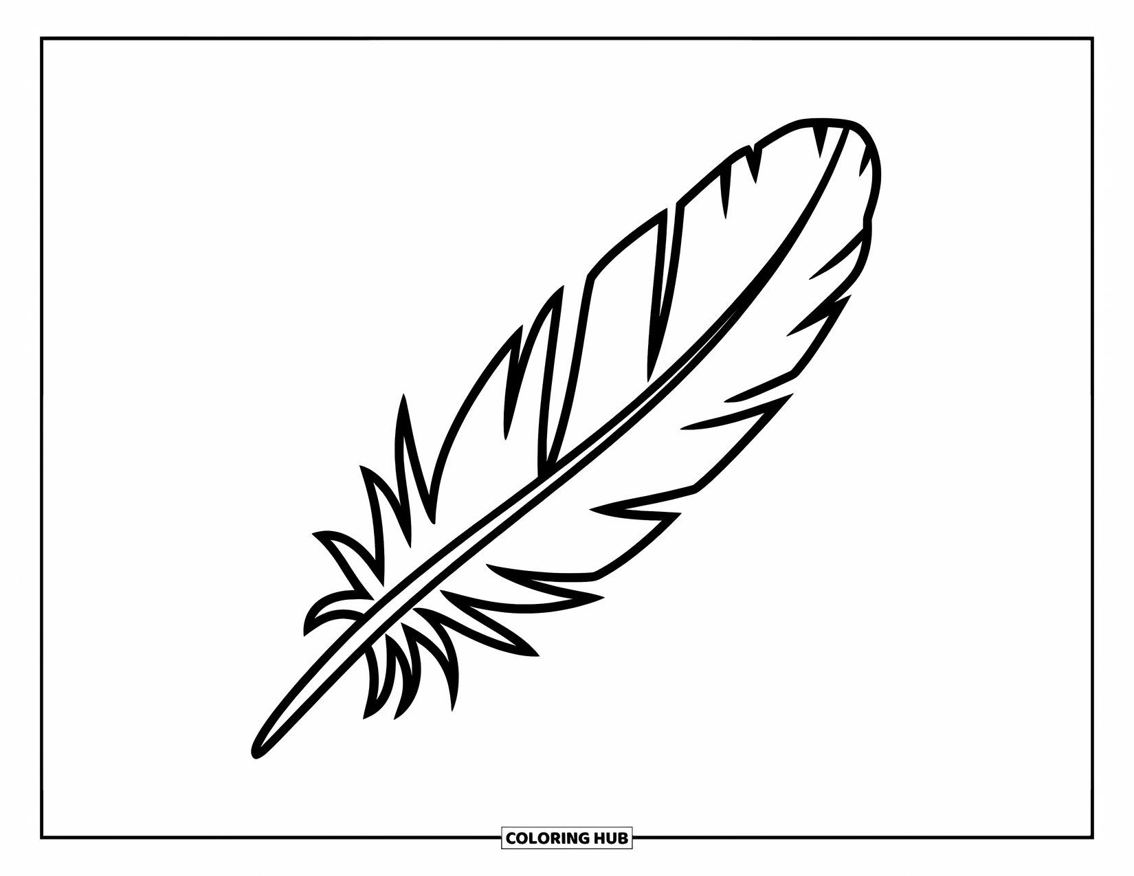 Desenho de pena para colorir para crianças: Uma pena simples dividida ao meio