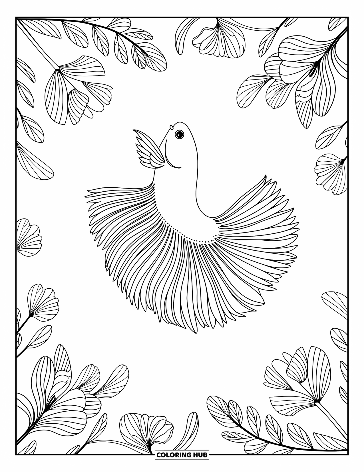 Fisch Ausmalbild für Erwachsene: Ein anmutig schwimmender Betta-Fisch mit langen Flossen und komplizierten Blumendetails