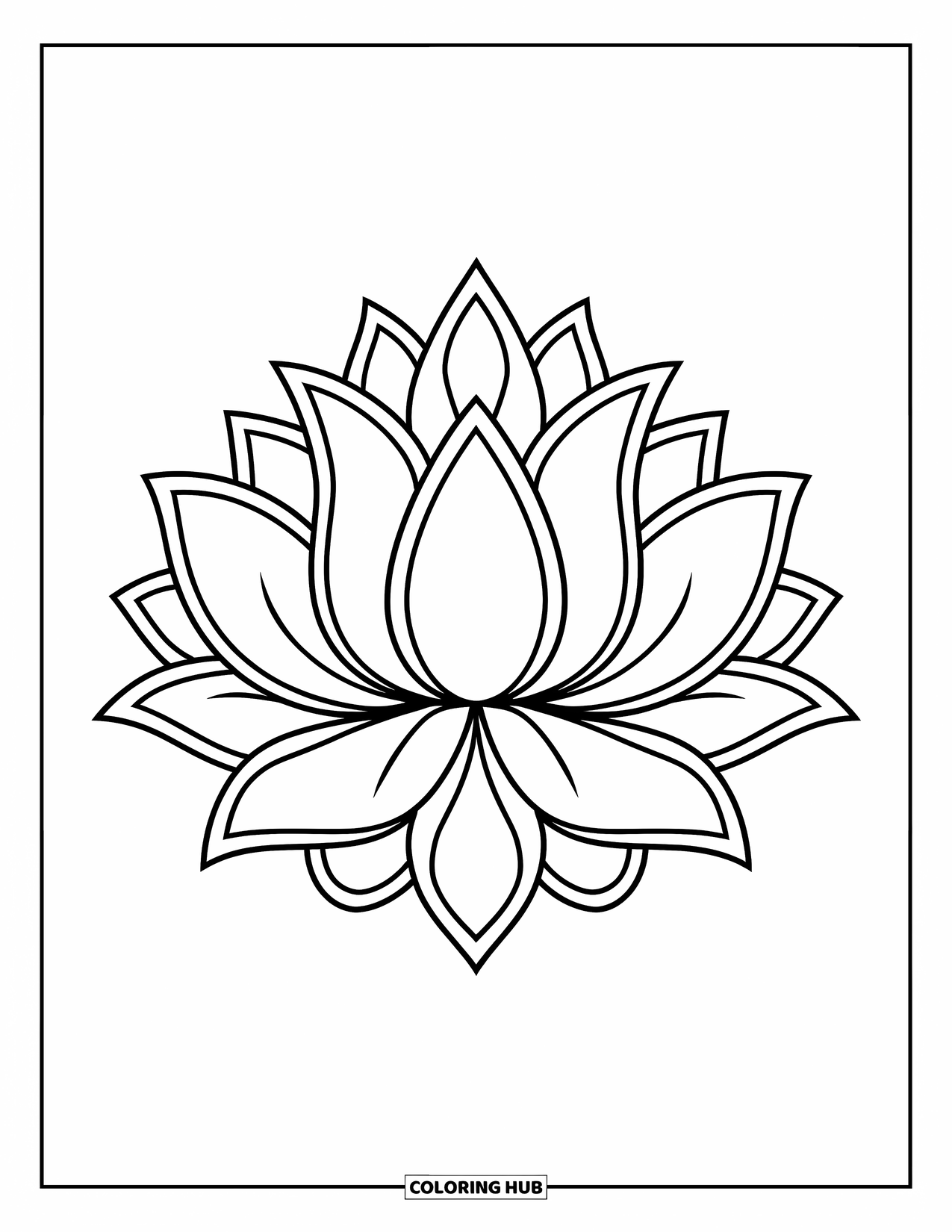 Desenho de Mandala de Flores para Colorir para Crianças: Uma mandala de lótus alegre com pétalas claras e linhas lúdicas e marcantes
