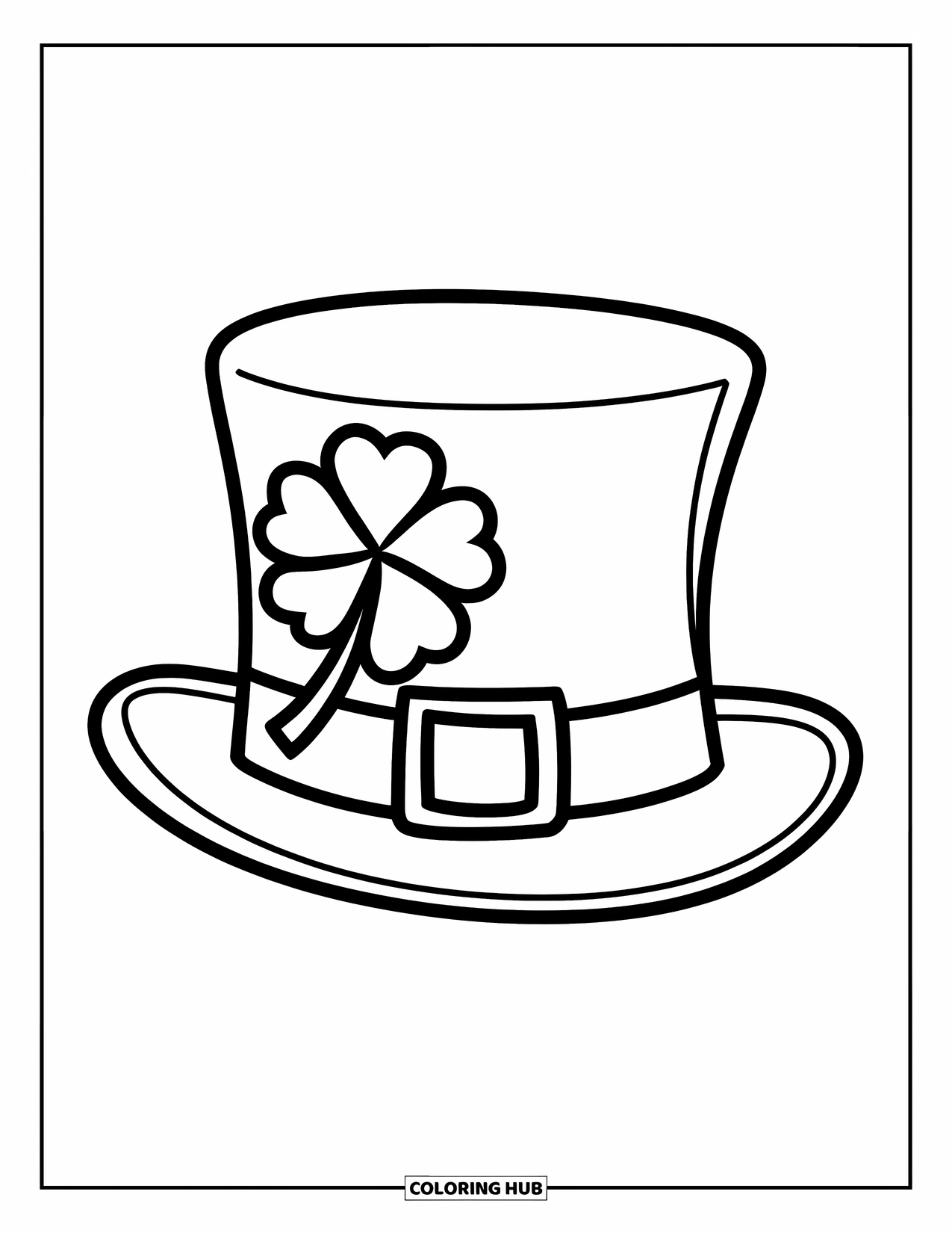 Klavertjevier Kleurplaat voor Kinderen: De hoed van een kabouter met een klavertjevier