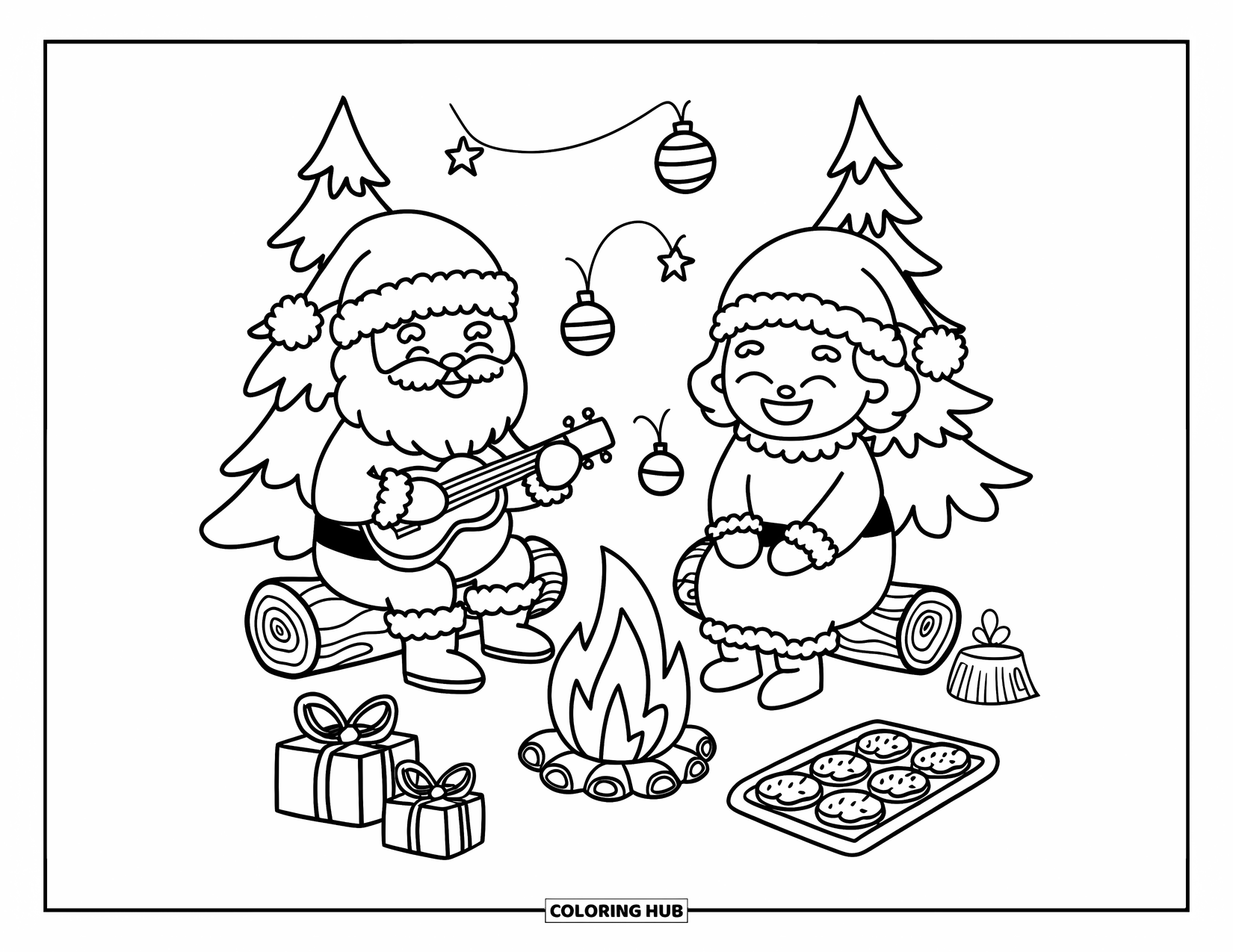 Kolorowanka z Mikołajem dla dorosłych: Mikołaj i Pani Mikołajowa