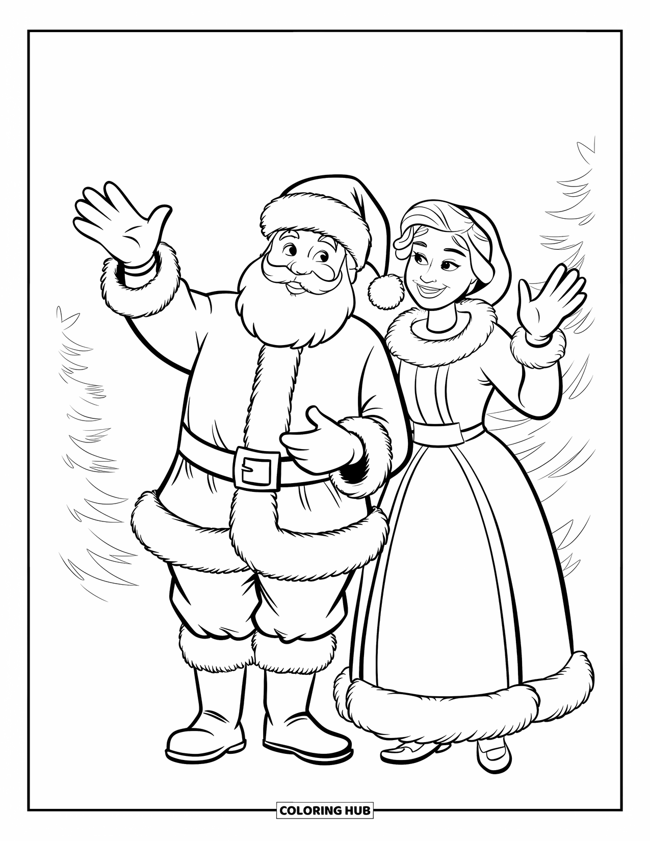 Kolorowanka z Mikołajem dla dzieci: Mikołaj i Pani Mikołajowa pieką razem ciasteczka w kuchni