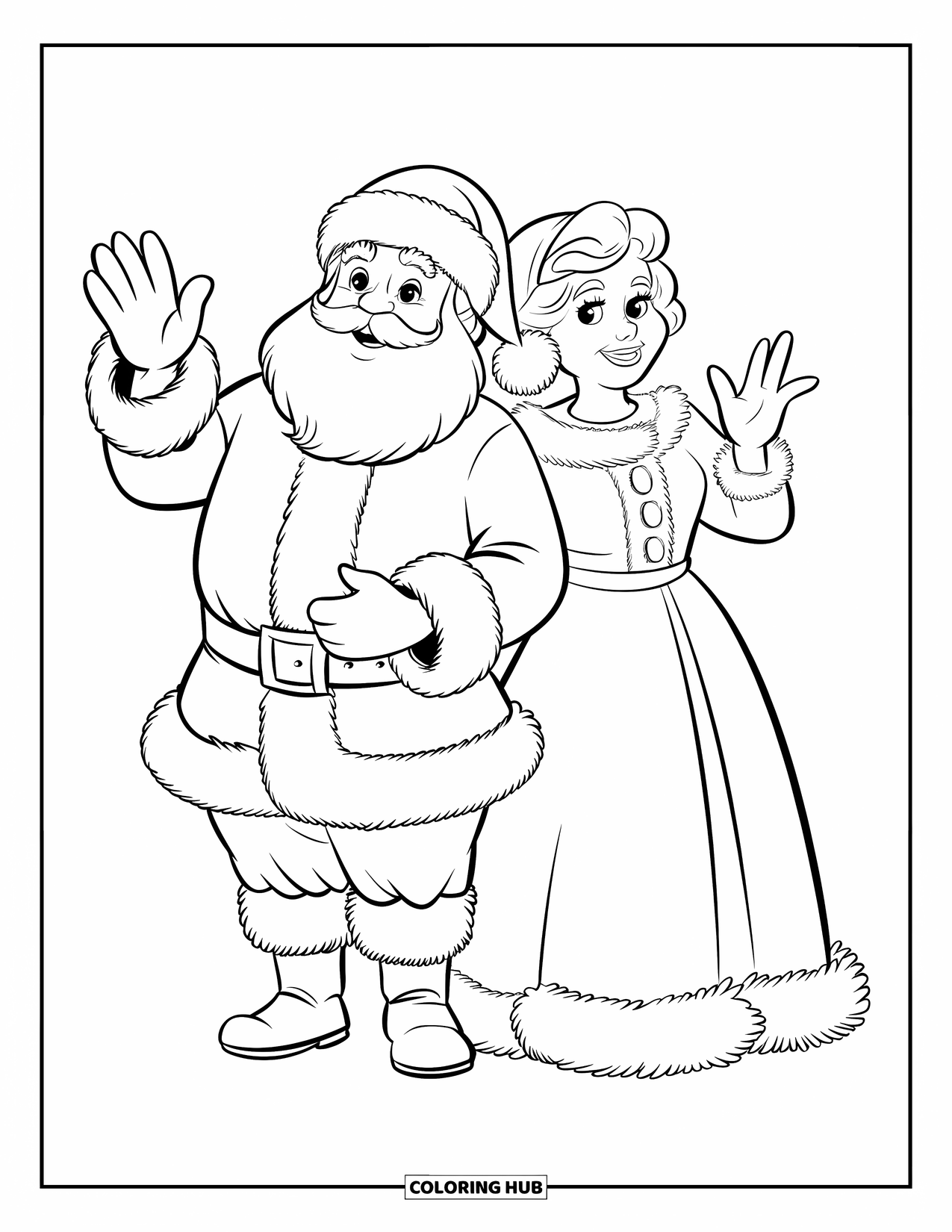 Kolorowanka z Mikołajem dla dzieci: Mikołaj i Pani Mikołajowa pieką razem ciasteczka w kuchni