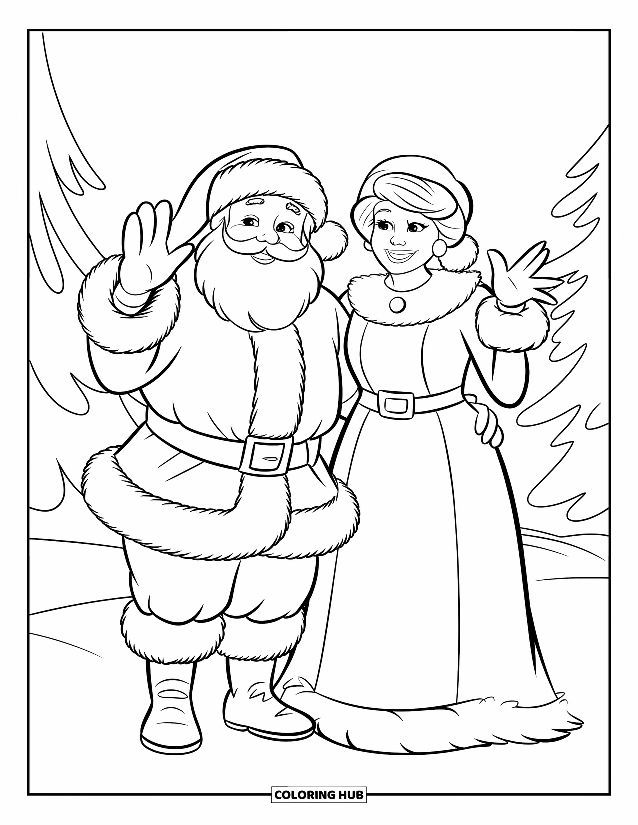 Kolorowanka z Mikołajem dla dzieci: Mikołaj i Pani Mikołajowa pieką razem ciasteczka w kuchni