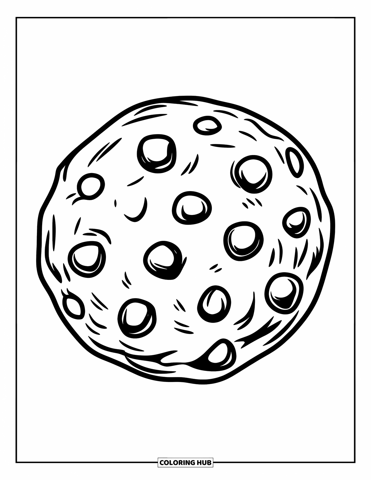 Coloriage d'aliments pour enfants : Conception de biscuit simple avec de grosses pépites et un style facile à colorier