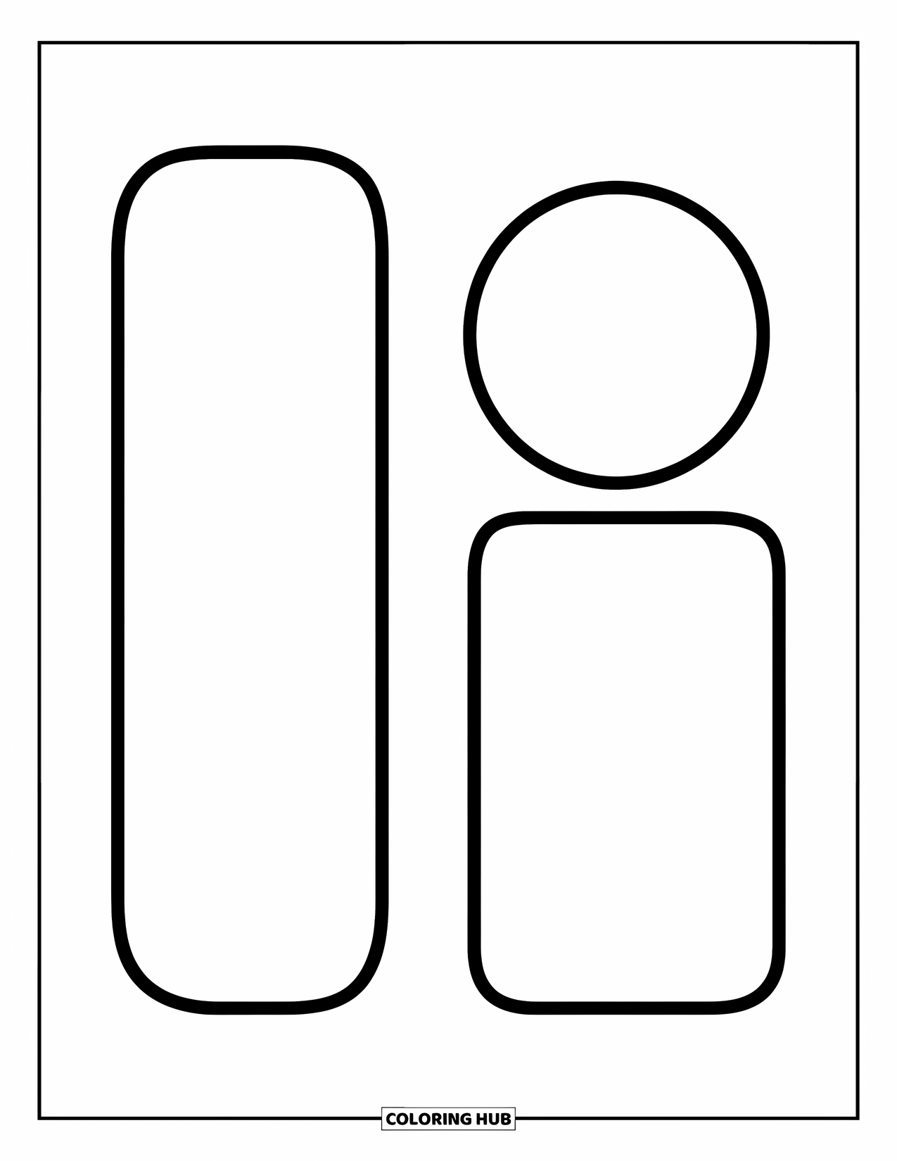 Letter I Coloring Page for Kids: Thick-outlined uppercase and lowercase I's sit side by side