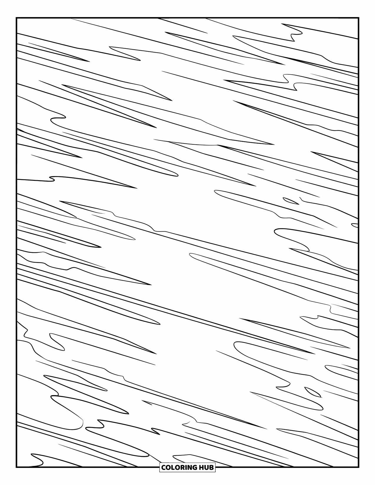 Coloriage Océan pour enfants : La lumière du soleil rayonne à travers l’eau en traînées inclinées à travers une scène sous-marine tranquille