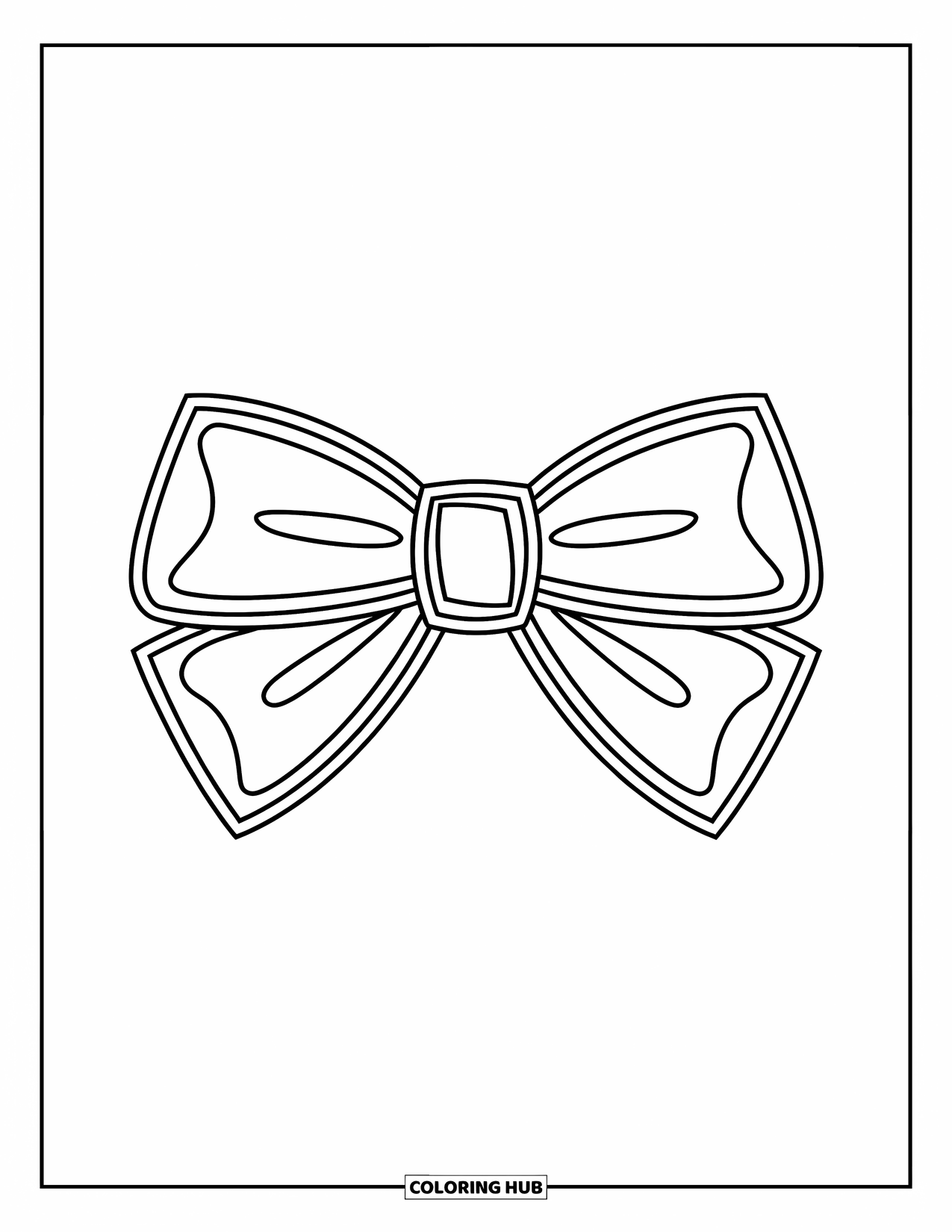 Preppy Coloring Page for Kids: A cute bow with a simple pattern pops in a playful preppy style