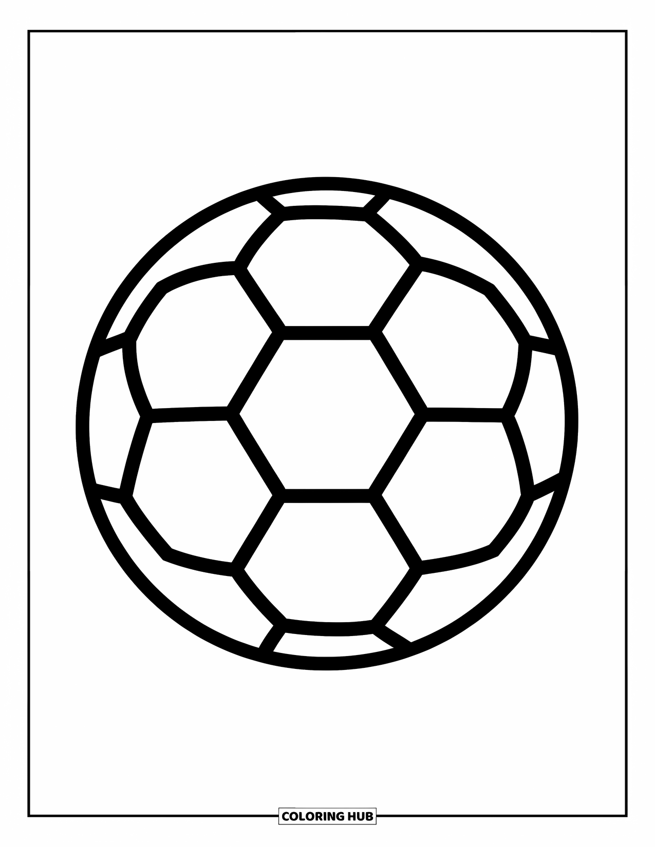 Voetbal Kleurplaat voor Kinderen: Een vrolijke voetbal met grote, gedurfde patronen