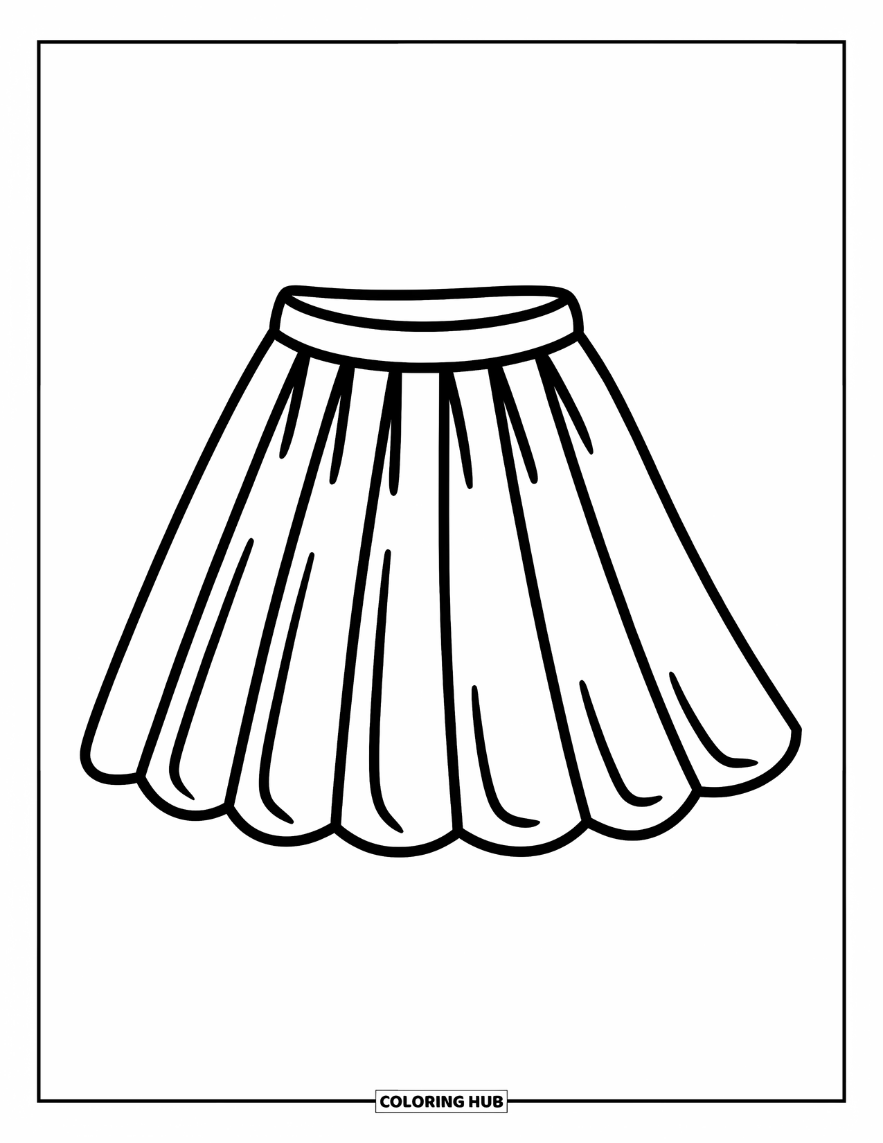 Clothes Coloring Page for Kids: Cute pleated skirt with simple cheerful design