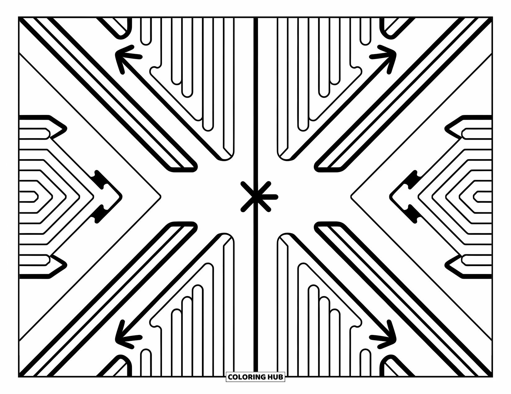 Graffiti Coloring Page for Adults: Flowing arrows and drips form a balanced, abstract rhythm with relaxing energy