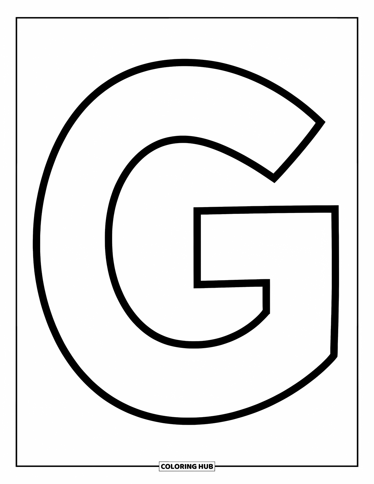 Letter G Coloring Page for Kids: Uppercase and lowercase G with large, easy shapes to color