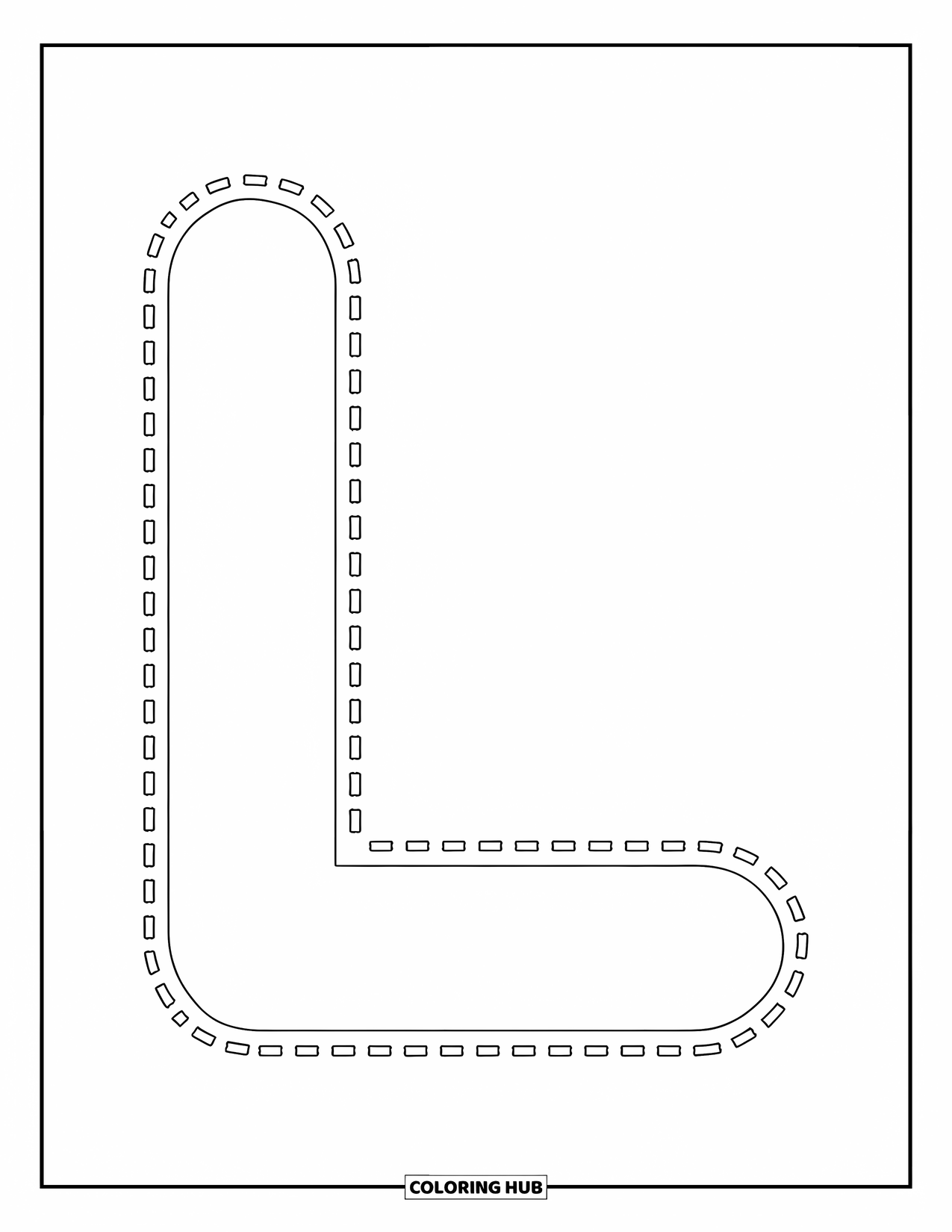 Letter L Coloring Page for Kids: A cheerful dotted L is easy to trace and perfect for preschoolers