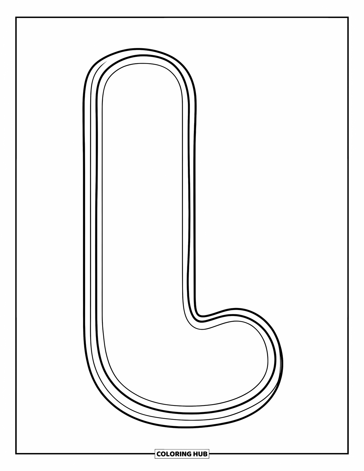 Letter L Coloring Page for Kids: A crisp lowercase l sits in the middle, ready for preschool fun