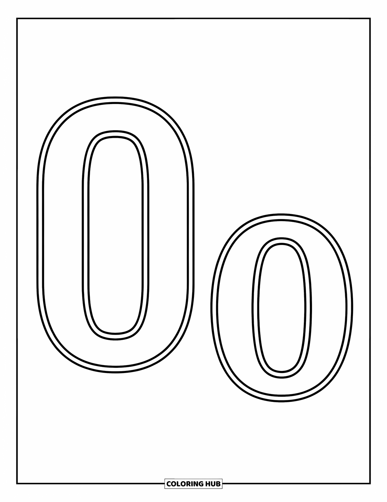 Letter O Coloring Page for Kids: Big and small O with thick outlines, easy and fun to color
