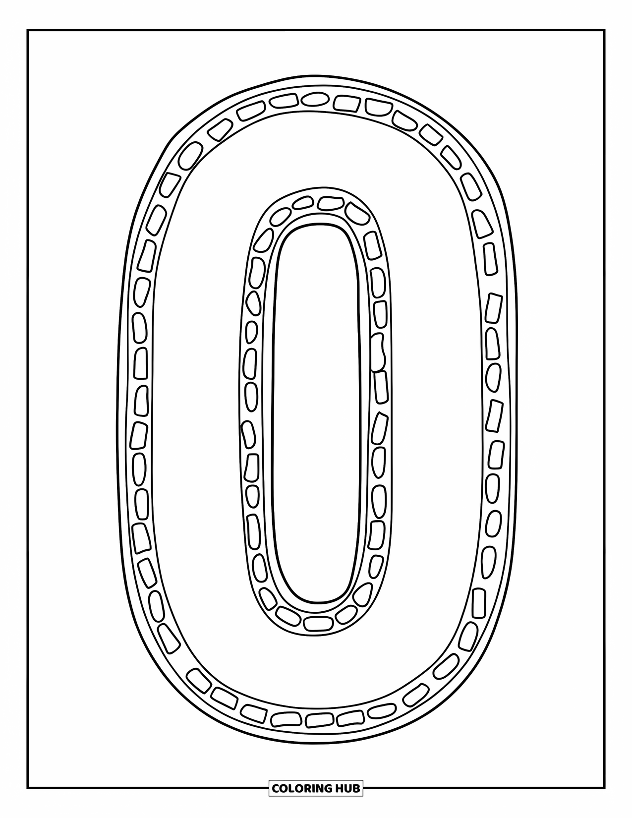 Letter O Coloring Page for Kids: Big dotted-outline O centered and simple to trace