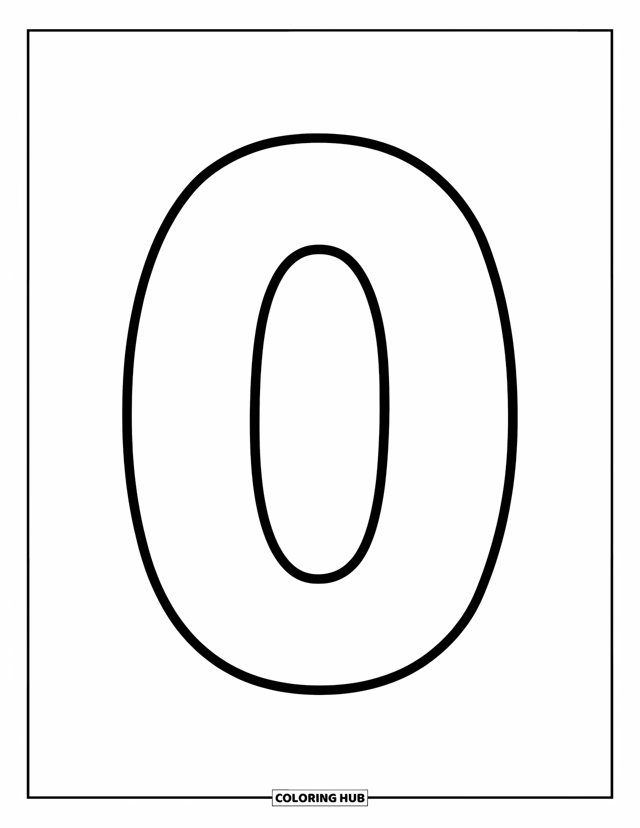 Letter O Coloring Page for Kids: Large, rounded O with bold lines filling the whole page