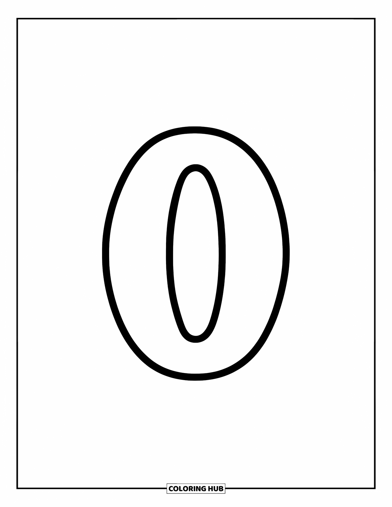 Letter O Coloring Page for Kids: Small lowercase o with a thick outline, ready to be colored