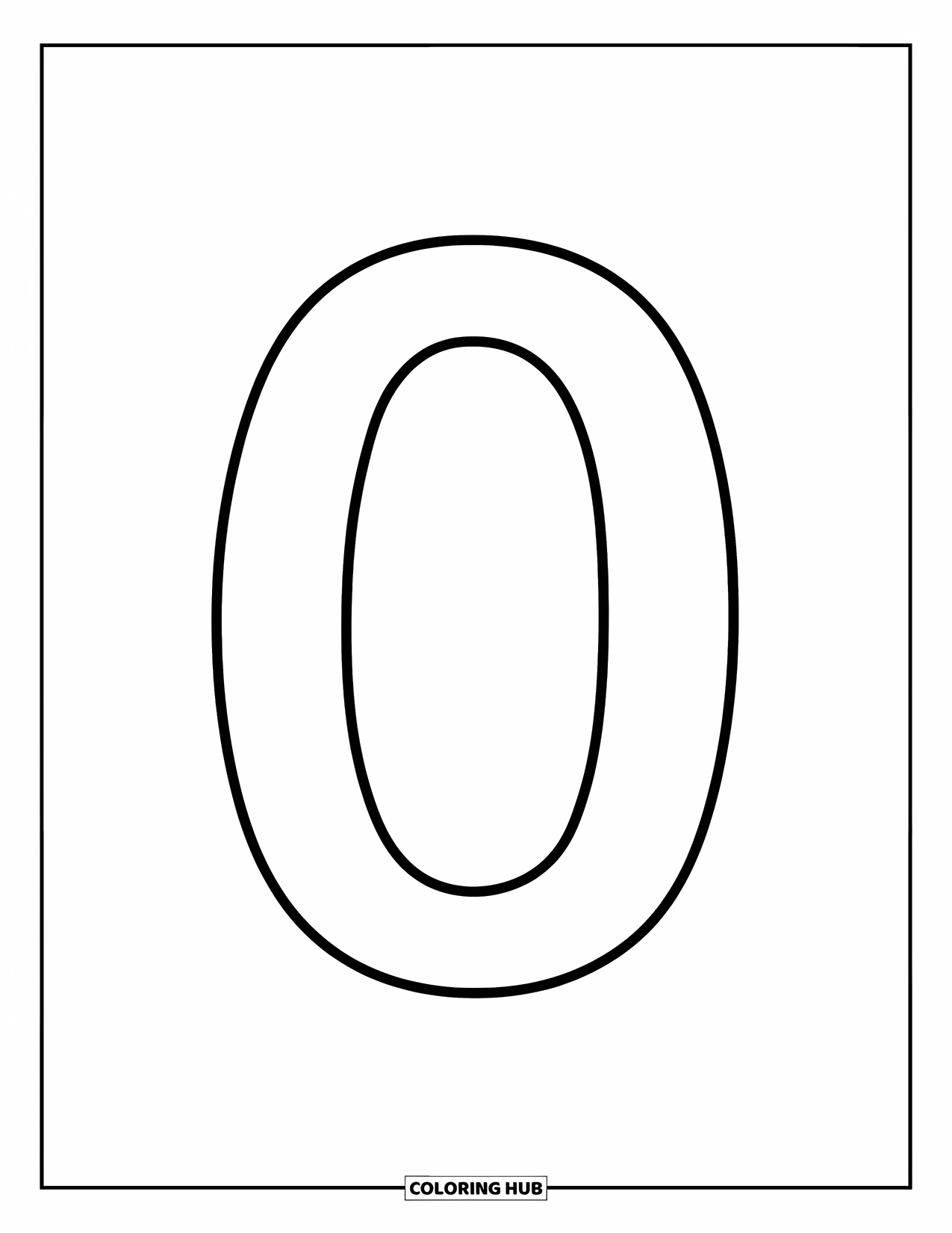 Letter O Coloring Page for Kids: Thick uppercase O with clear shape, perfect for young artists