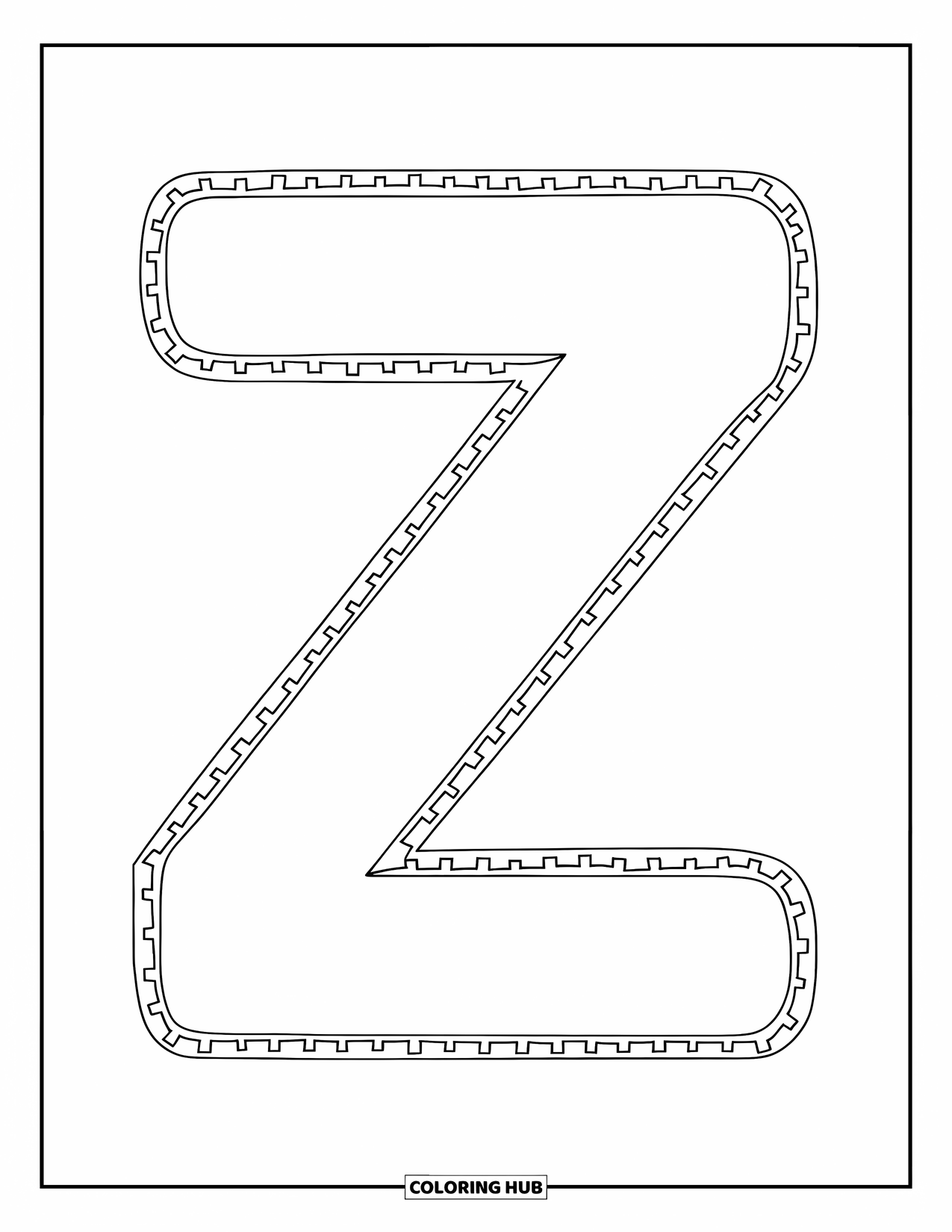Letter Z Coloring Page for Kids: Easy-to-trace dotted Z on a clean white page