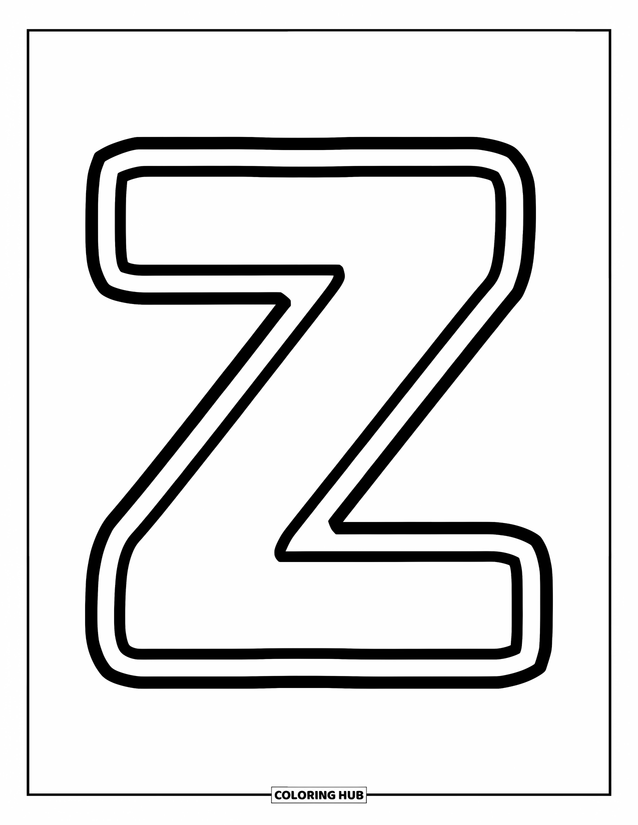 Letter Z Coloring Page for Kids: Thick uppercase Z that's simple and fun to color