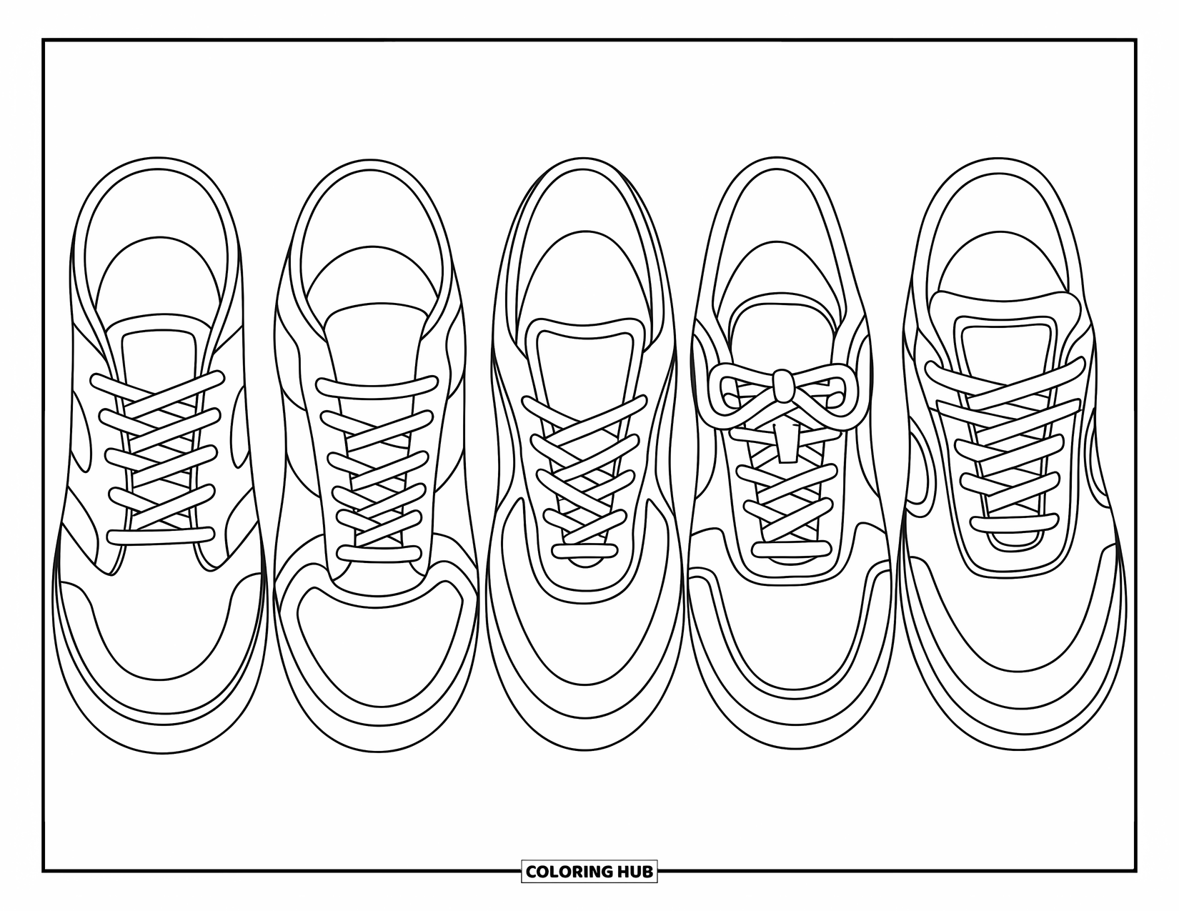 Sneaker Coloring Page for Kids: From bows to braids, each sneaker brings its own look and personality
