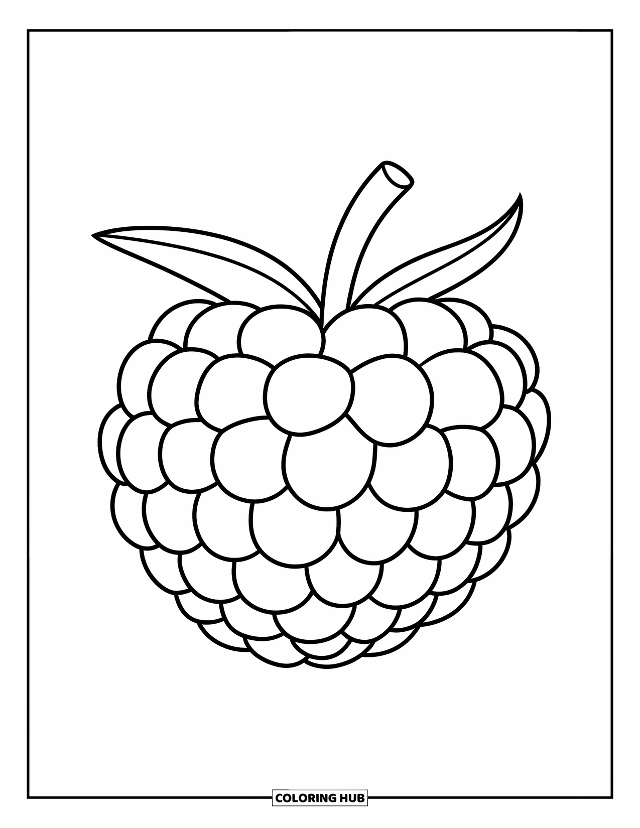 Berry Coloring Page for Kids: Blackberry made of soft rounded shapes and a little stem