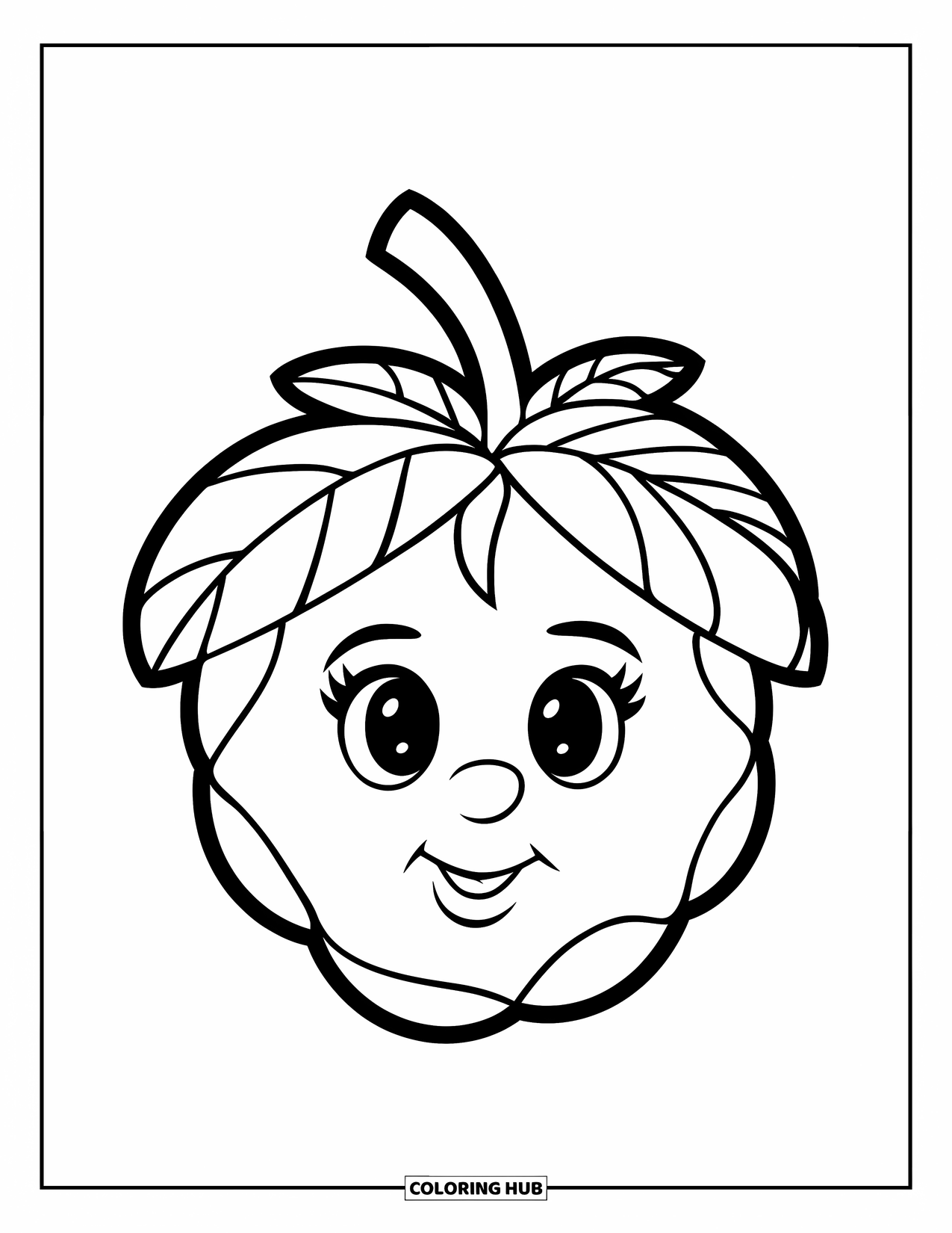 Berry Coloring Page for Kids: Playful blueberry with a little crown on top