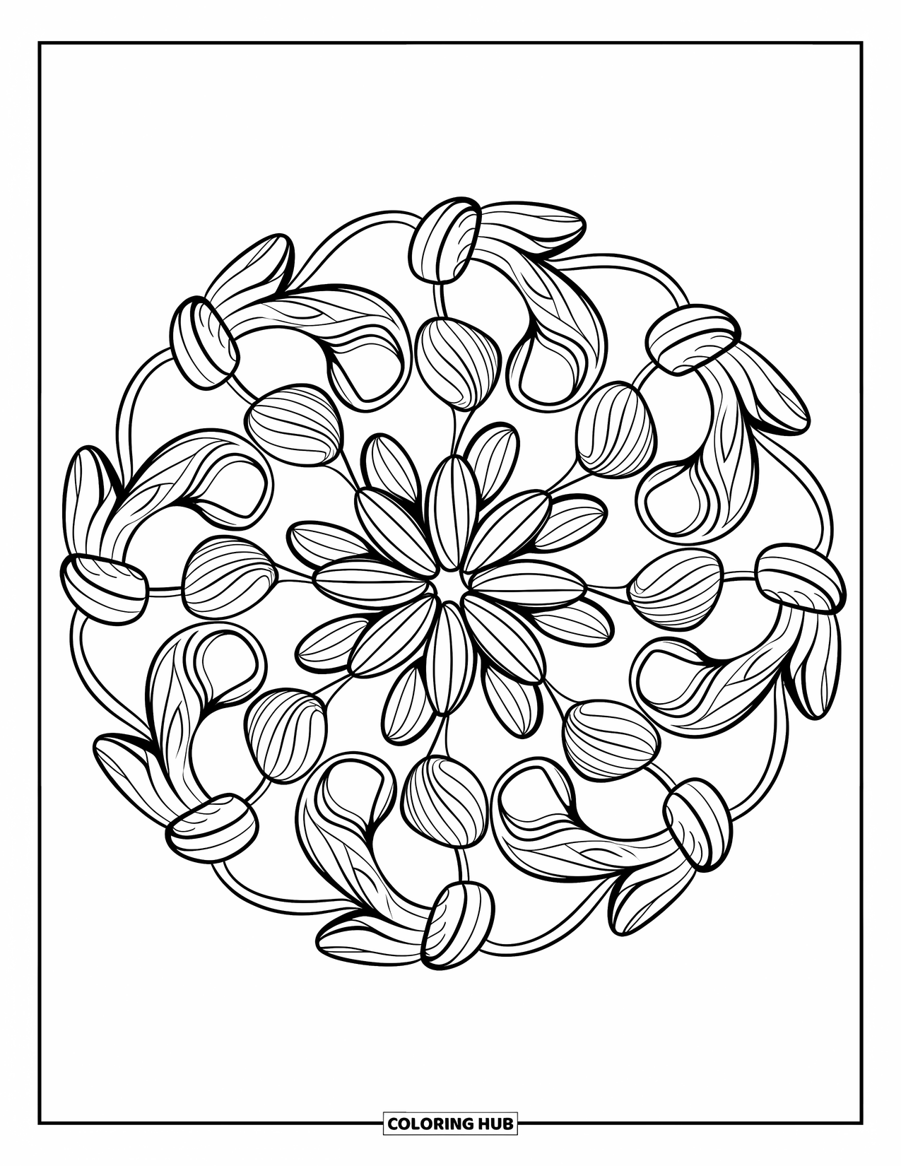 Chocolate Coloring Page for Adults: Old-fashioned chocolate molds and baking tools laid out on a rustic board