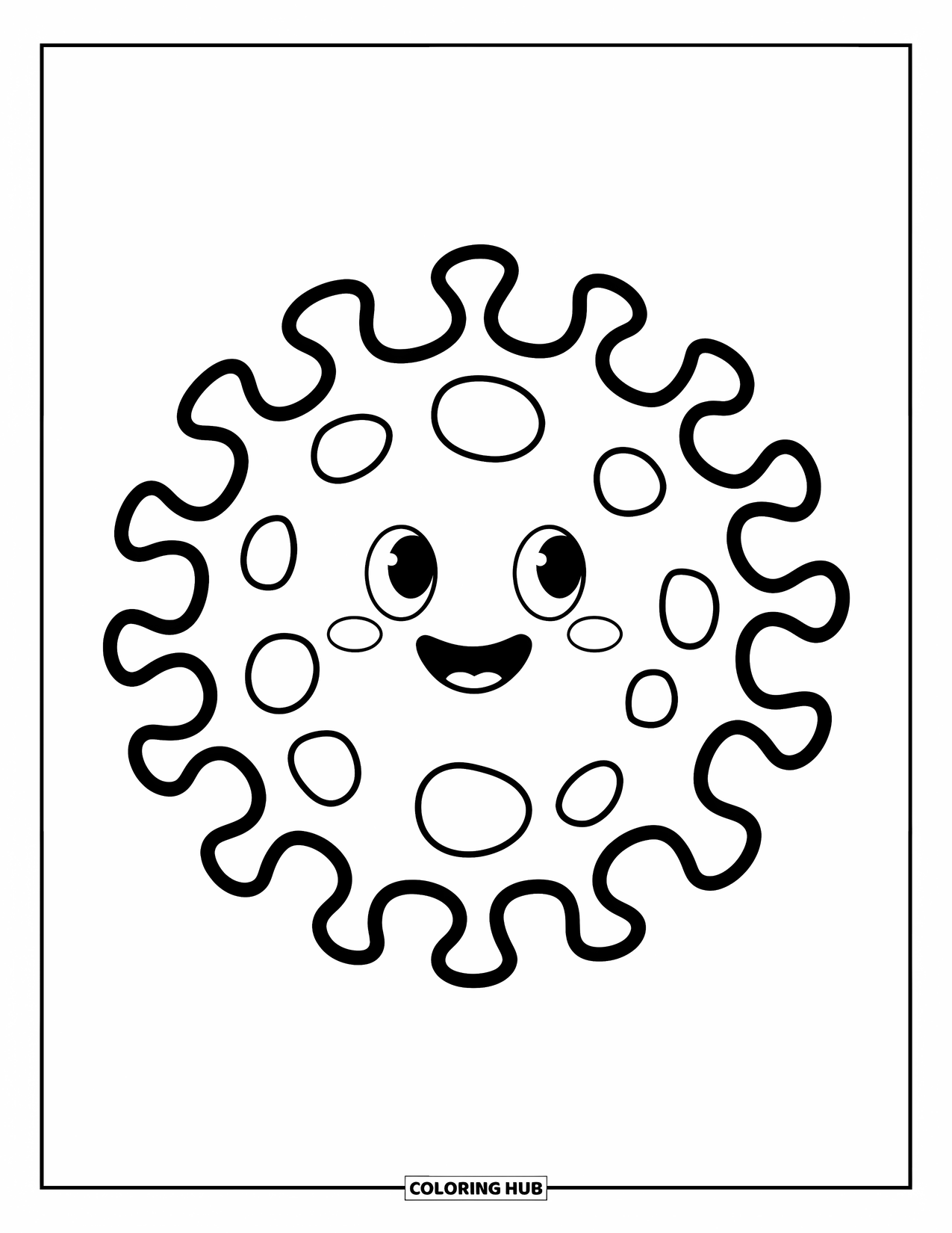 Germ Coloring Page for Kids: Large round germ with spikes as the main focus