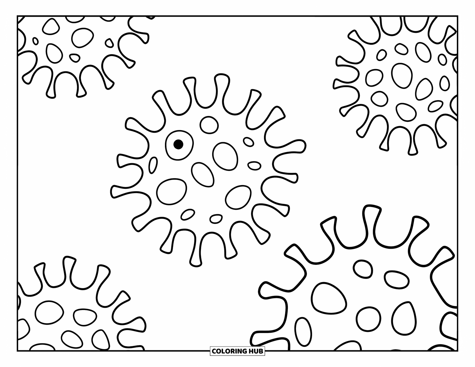 Germ Coloring Page for Kids: Three blob-shaped germs with simple, easy-to-color design