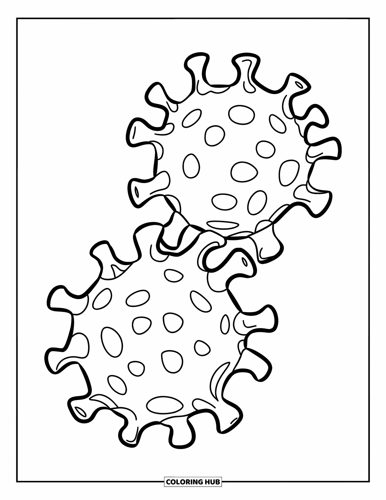 Germ Coloring Page for Kids: Two playful rod-shaped germs with bold outlines