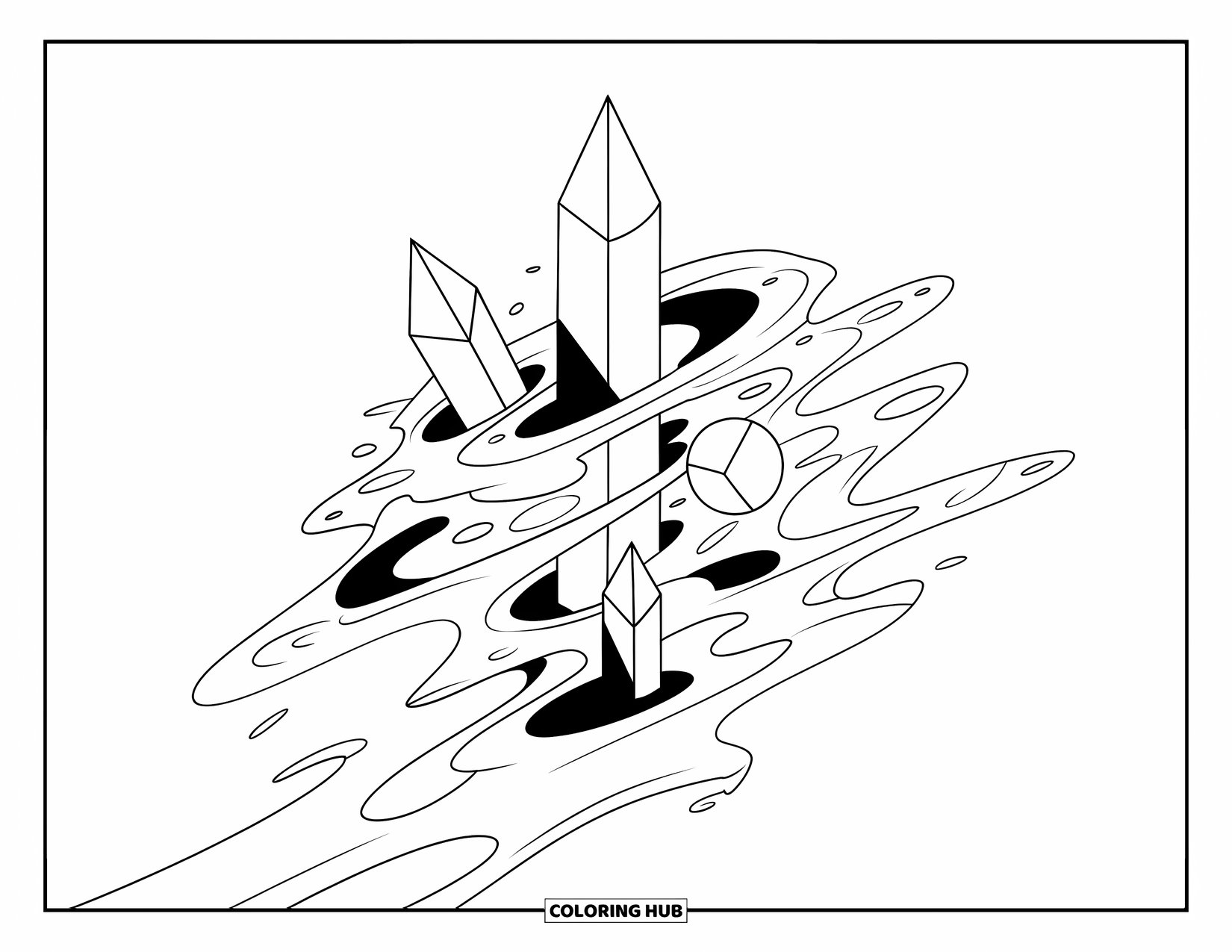 Slime Coloring Page for Adults: Slime winds through a geometric crystal grid
