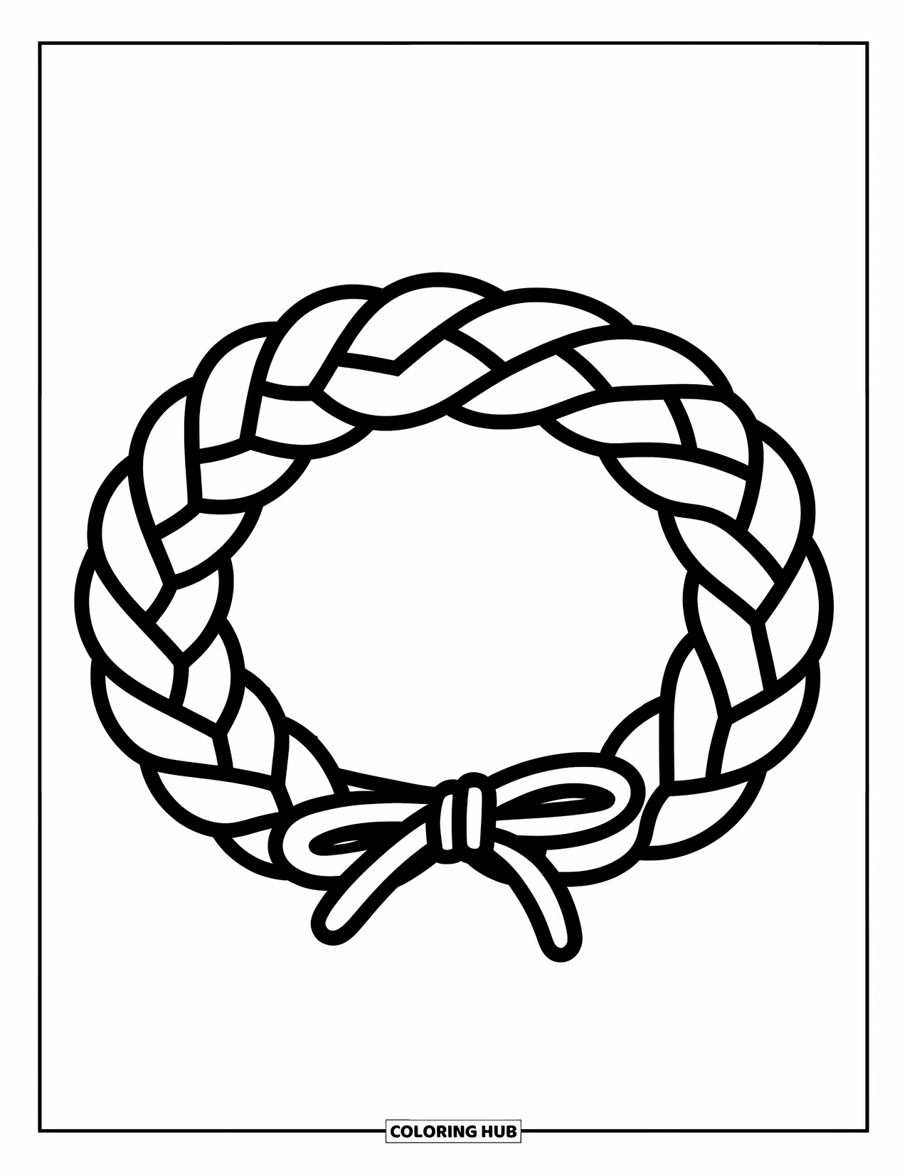 Bracelet Coloring Page for Kids: A braided bracelet with thick strands ties into a bow