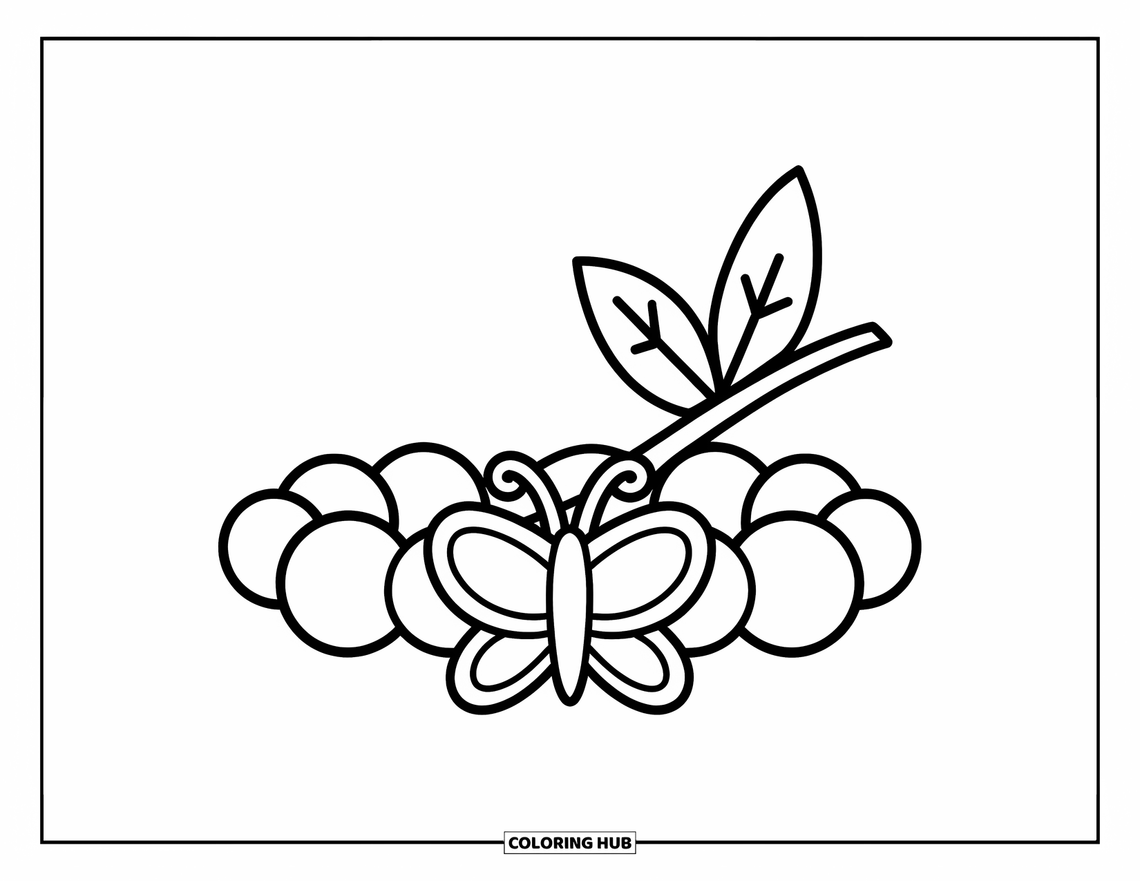 Bracelet Coloring Page for Kids: A butterfly bracelet hangs from a leafy branch