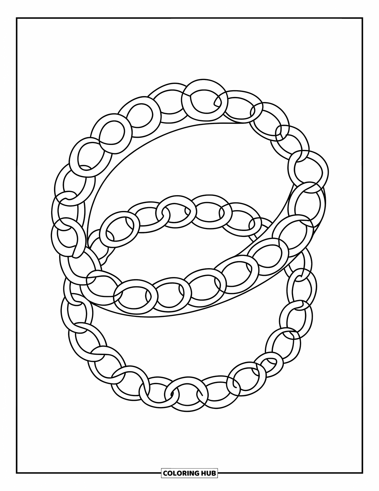 Bracelet Coloring Page for Kids: A wrap bracelet with infinity symbols loops around in a trendy teen-friendly design