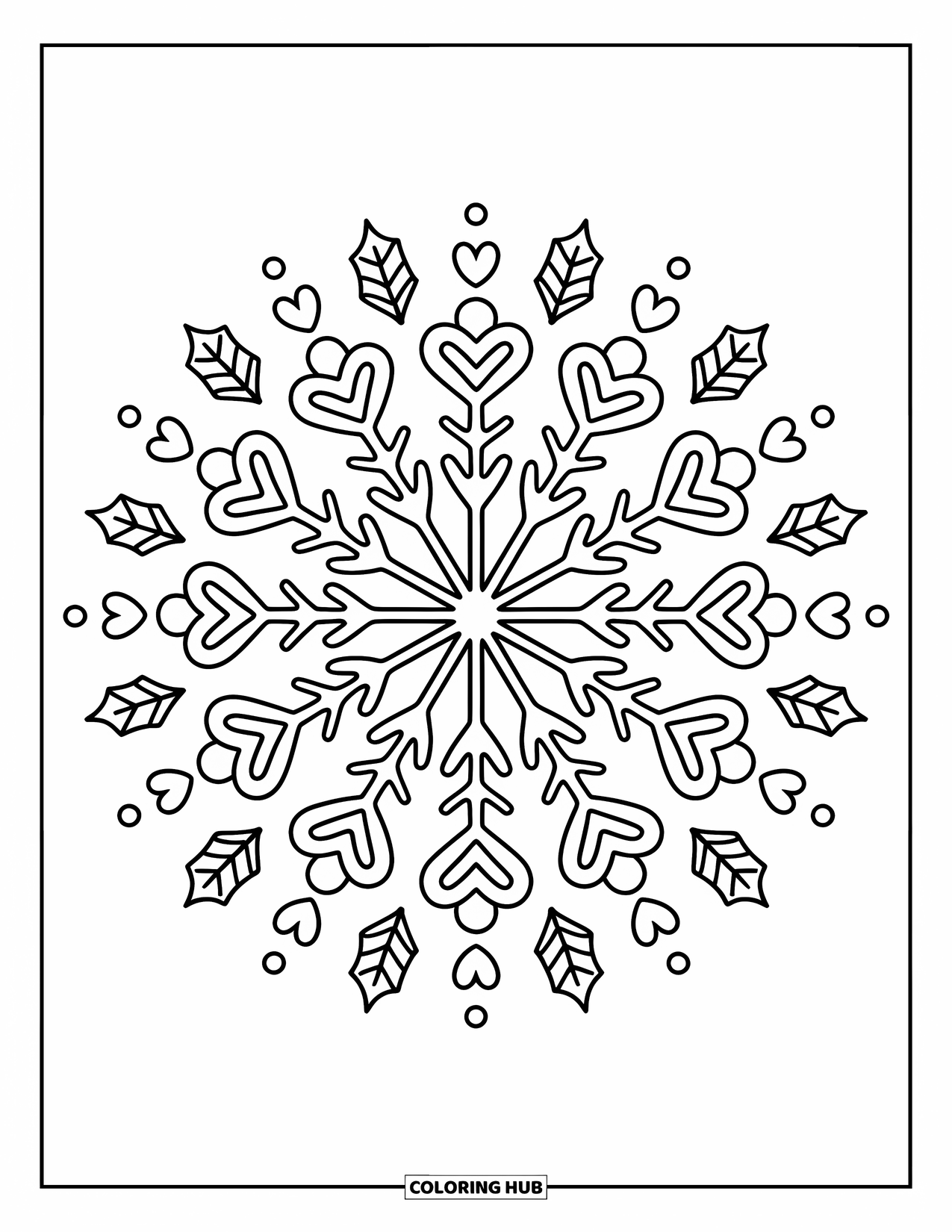 Christmas Mandala Coloring Page for Adults: Gingerbread men, stars, and holly leaves form a cozy holiday mandala