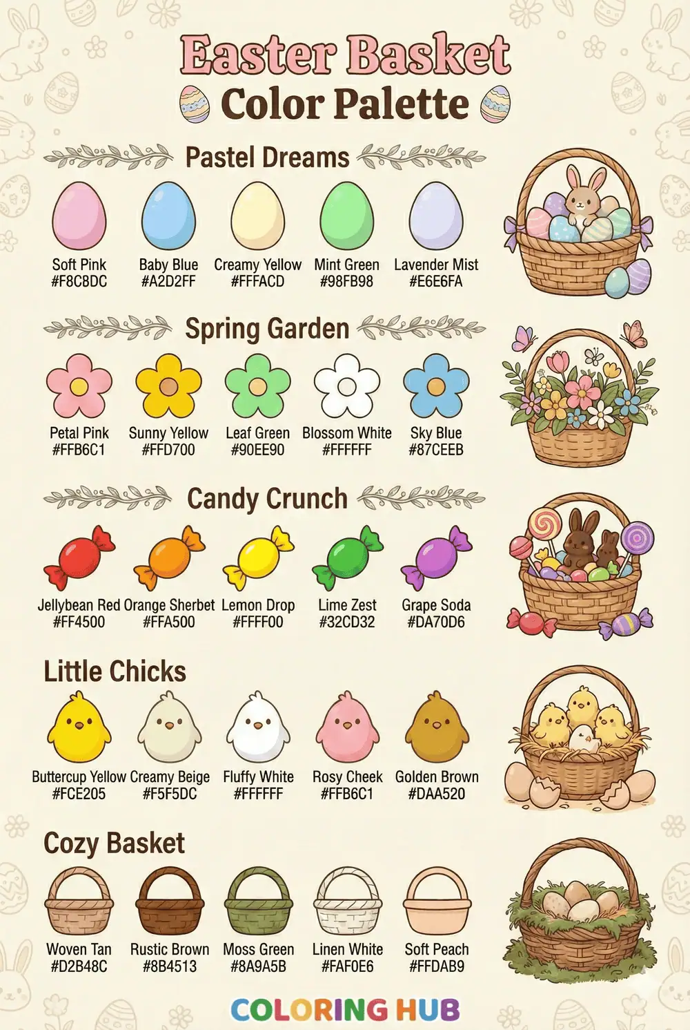 Easter Basket Coloring Page Color Palettes