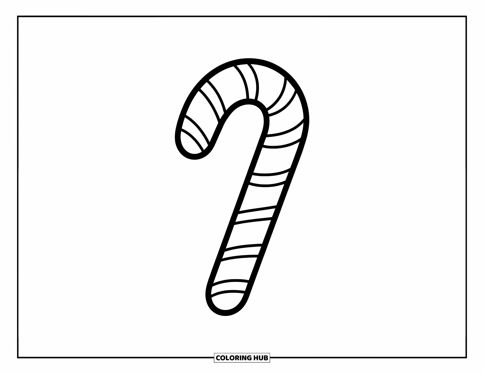 Sweet Treats Coloring Page for Kids: A striped candy cane is ready to be colored in cheerful red and white