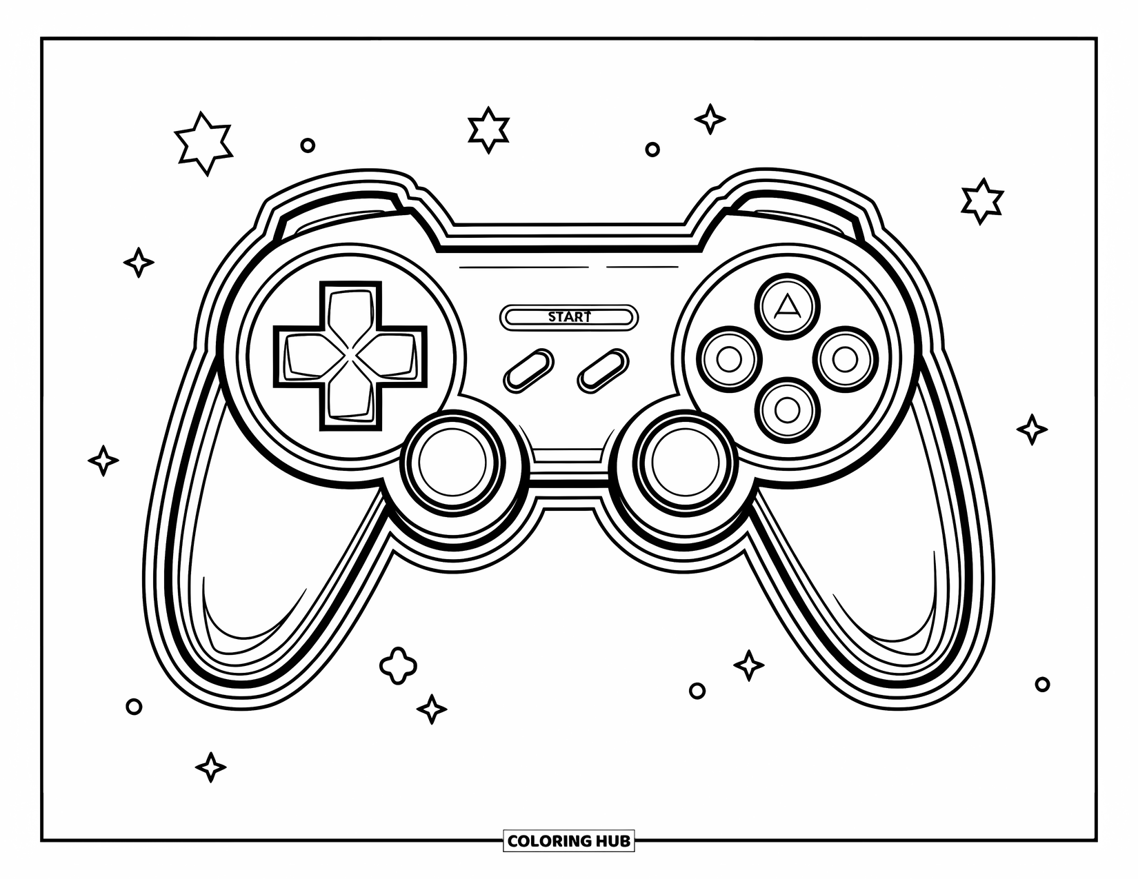 Technology Coloring Page for Kids: Modern controller with simple buttons in a fun, playful design