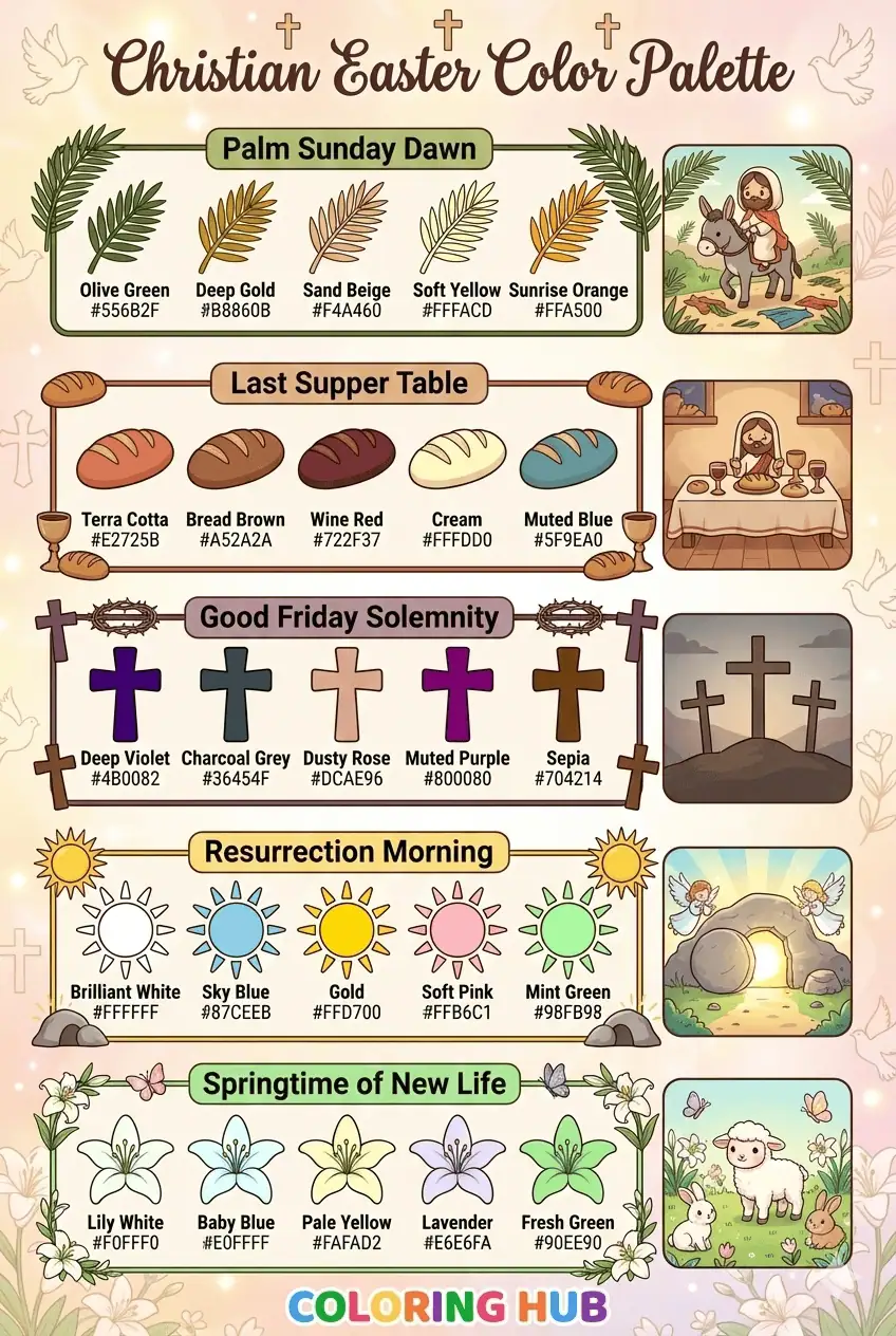 Christian Easter Coloring Page Color Palettes
