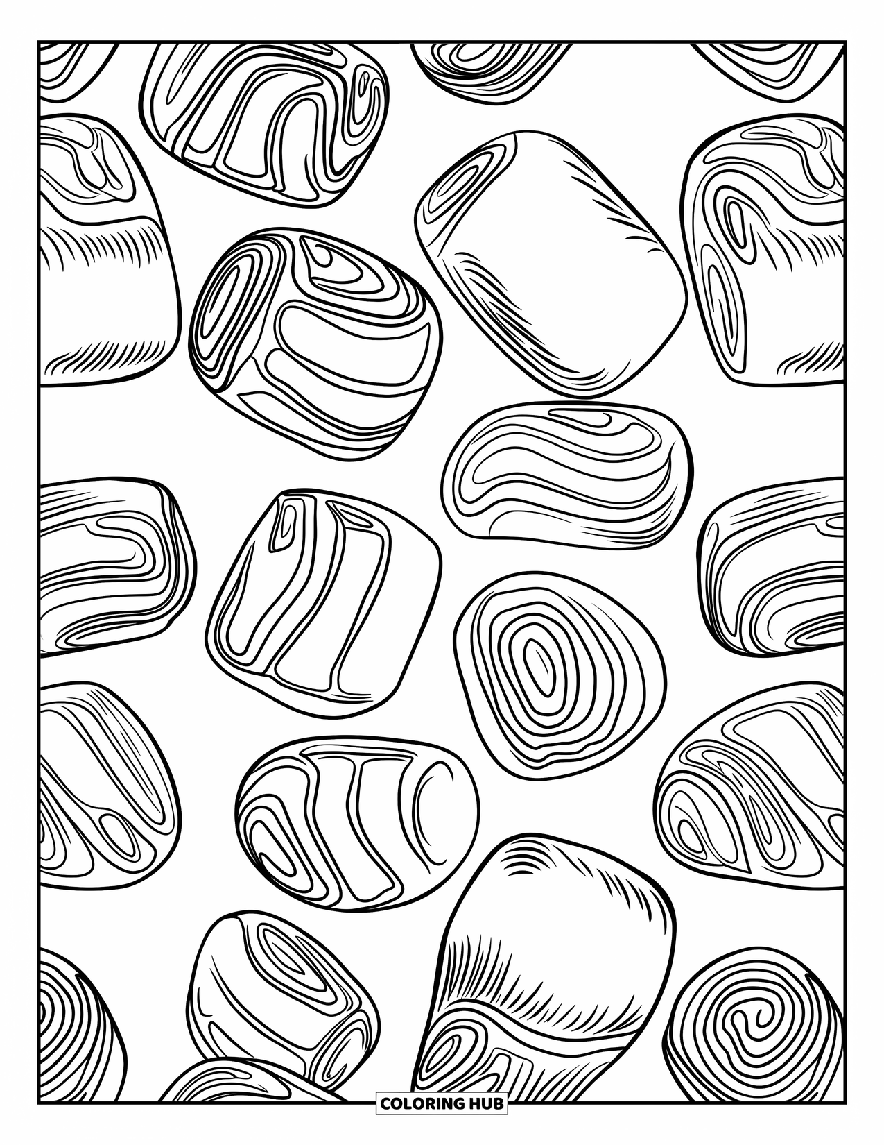 Marshmallow Coloring Page for Adults: A seamless pattern of marshmallow shapes for relaxing creativity