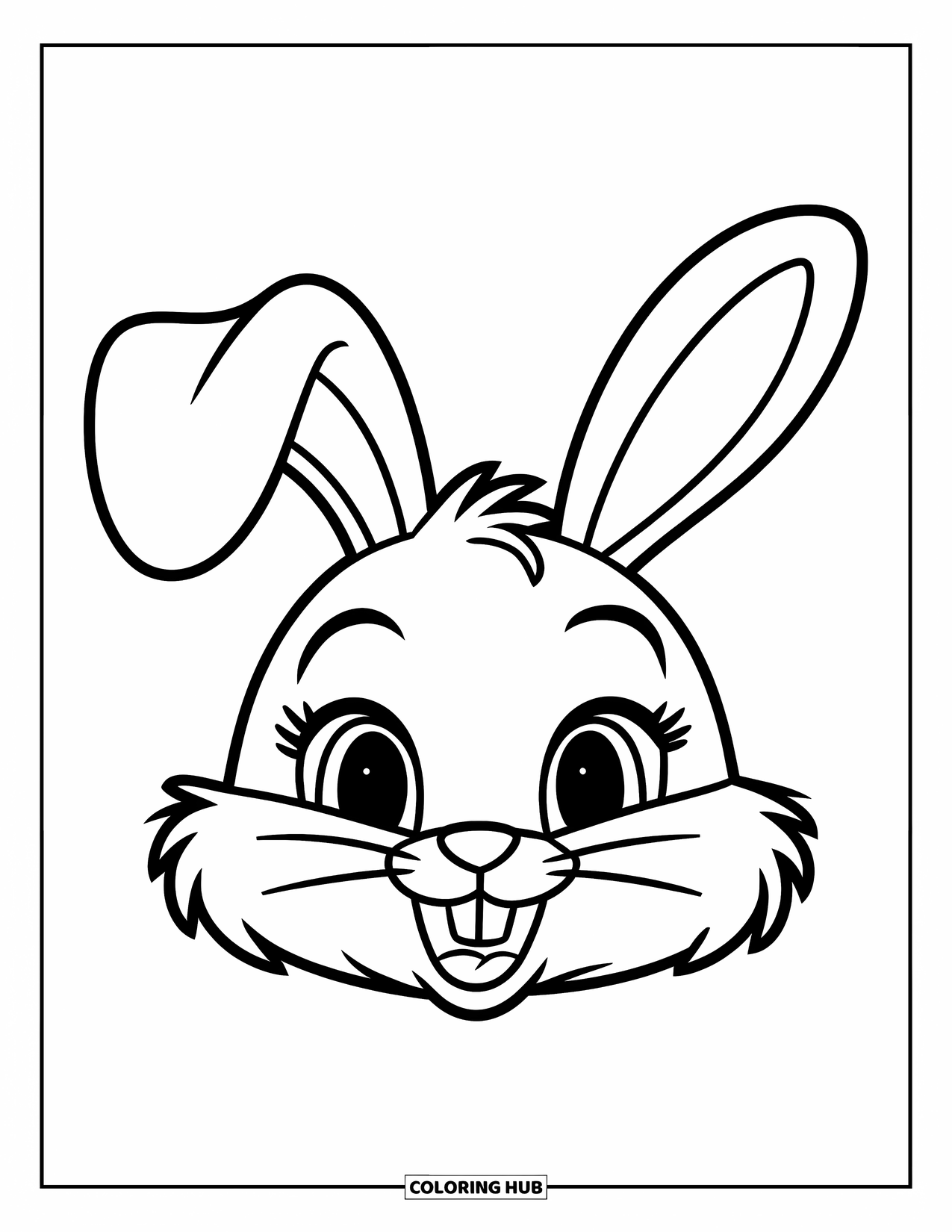 Mask Coloring Page for Kids: A simple bunny mask with long ears and cheerful features