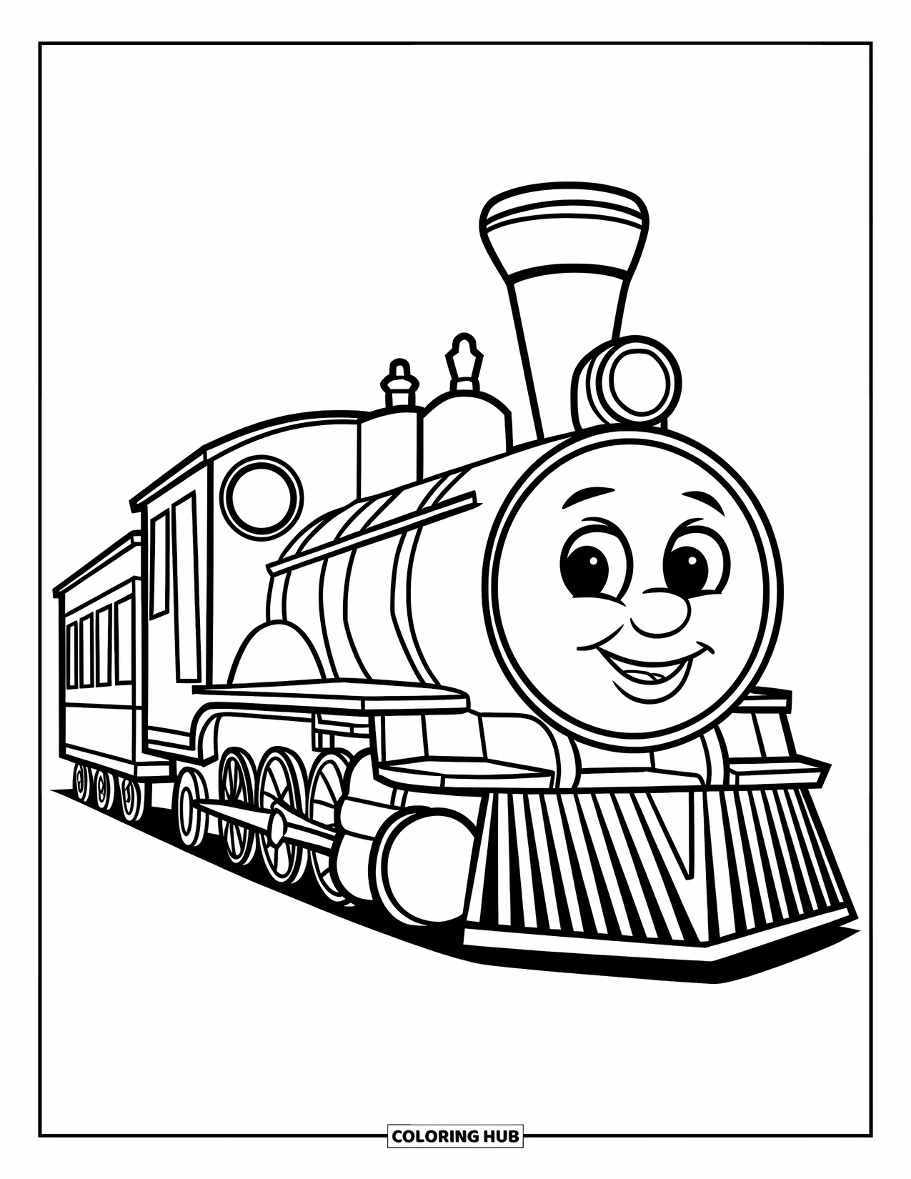 Vintage Coloring Page for Kids: A friendly vintage train with a playful design for kids